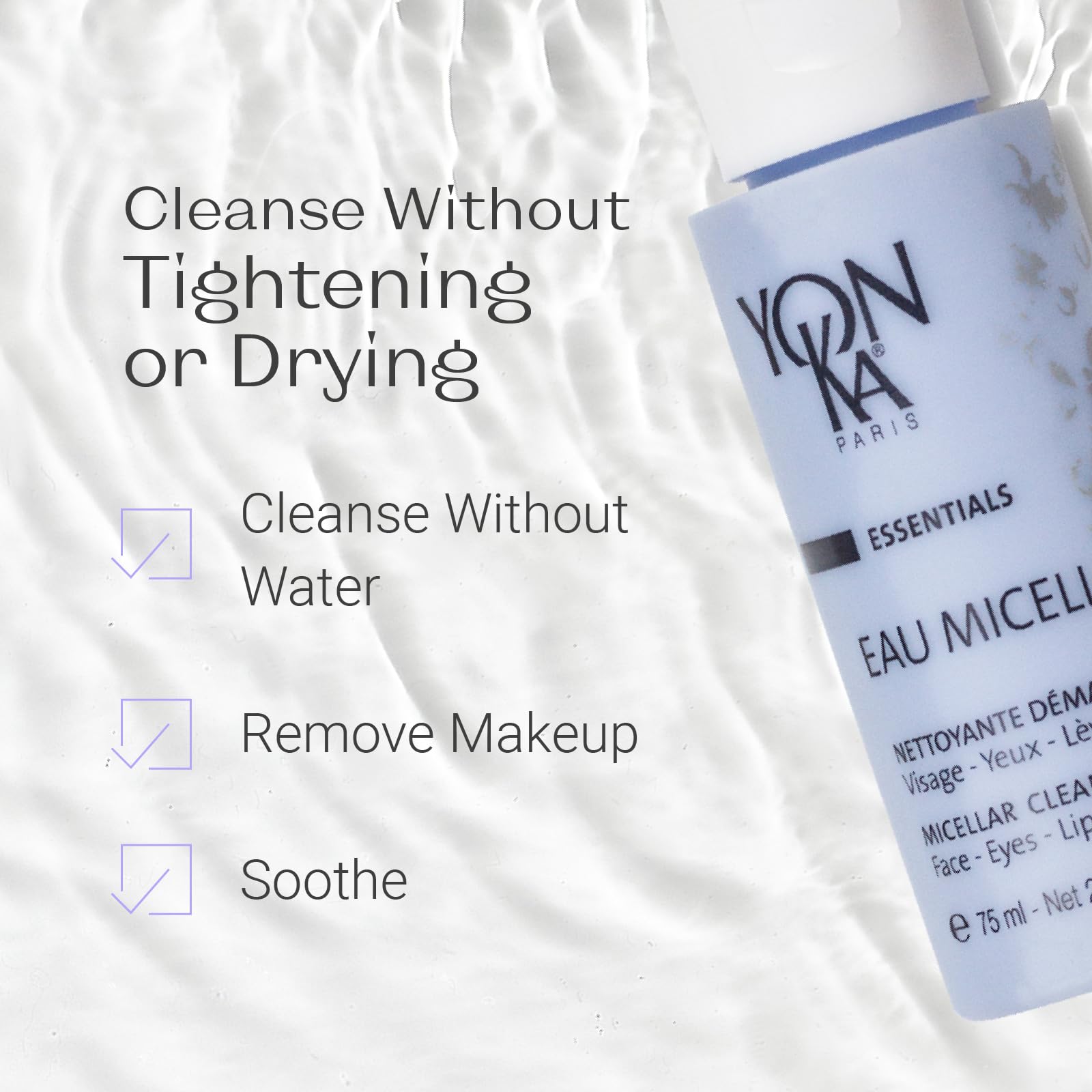 Yonka Eau Micellaire Travel Size | Micellar Water and Cleansing Makeup Remover | Gentle Face Wash with Rose and Chamomile to Remove Impurities and Hydrate | Paraben-Free | 2.53 fl oz Yonka Au supplements