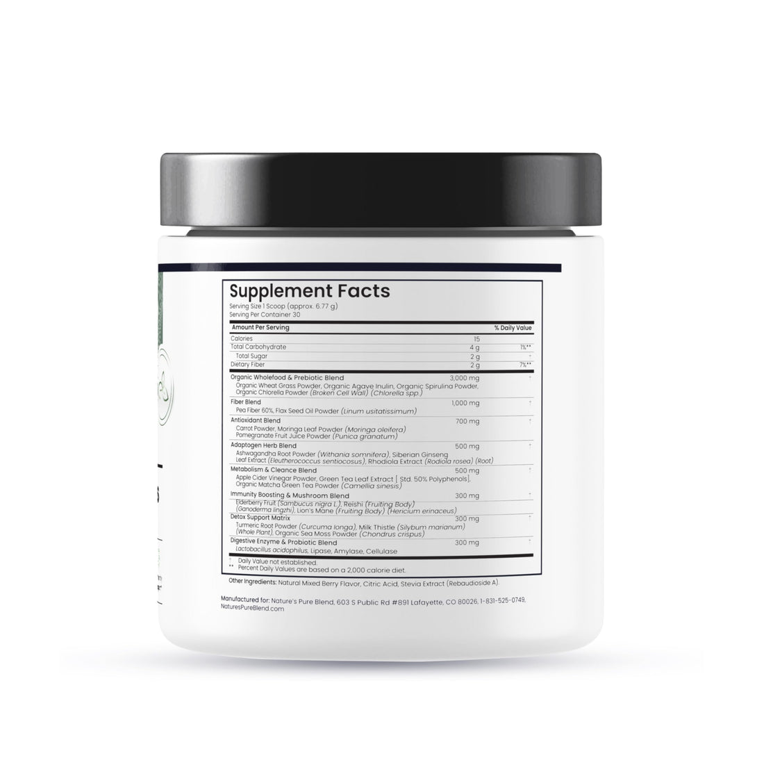 Nature's Pure Blend Super Greens Powder – Organic Greens Superfood Powder Supplements for Green Juice & Smoothie – Probiotic - Drink Mix for Energy Wellness and Digestion (Matcha Flavor, 30 Servings) Nature's Pure Blend Au supplements