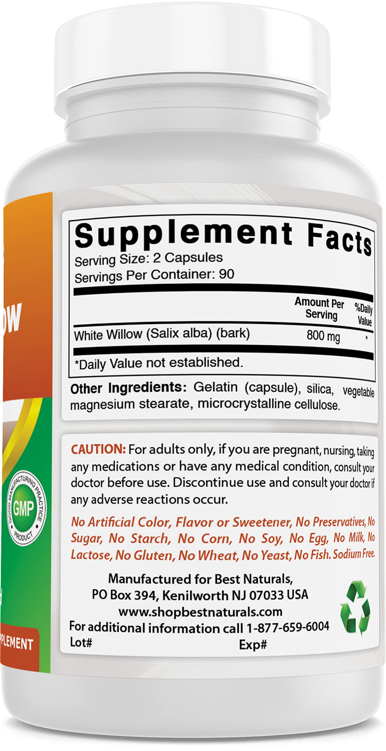 Best Naturals White Willow Bark 400 mg 180 Capsules (180 Count (Pack of 2)) Best Naturals Au supplements