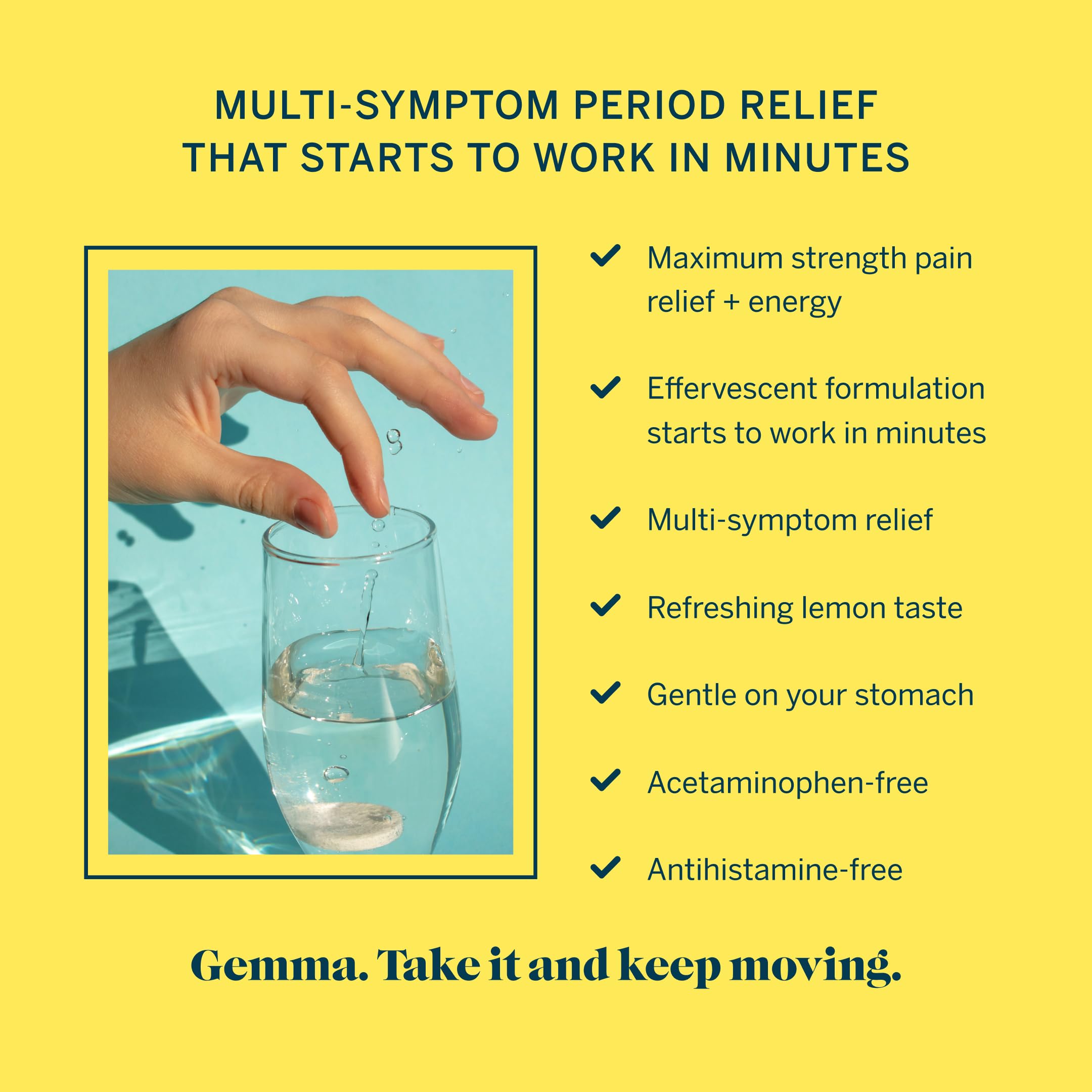 Gemma Cut The Cramp - Fast Menstrual Cramp & Period Pain Relief - Multi-Symptom Formula Treats Menstrual Cramps, Fatigue, Bloating, Headache in 15 Minutes Gemma Au supplements