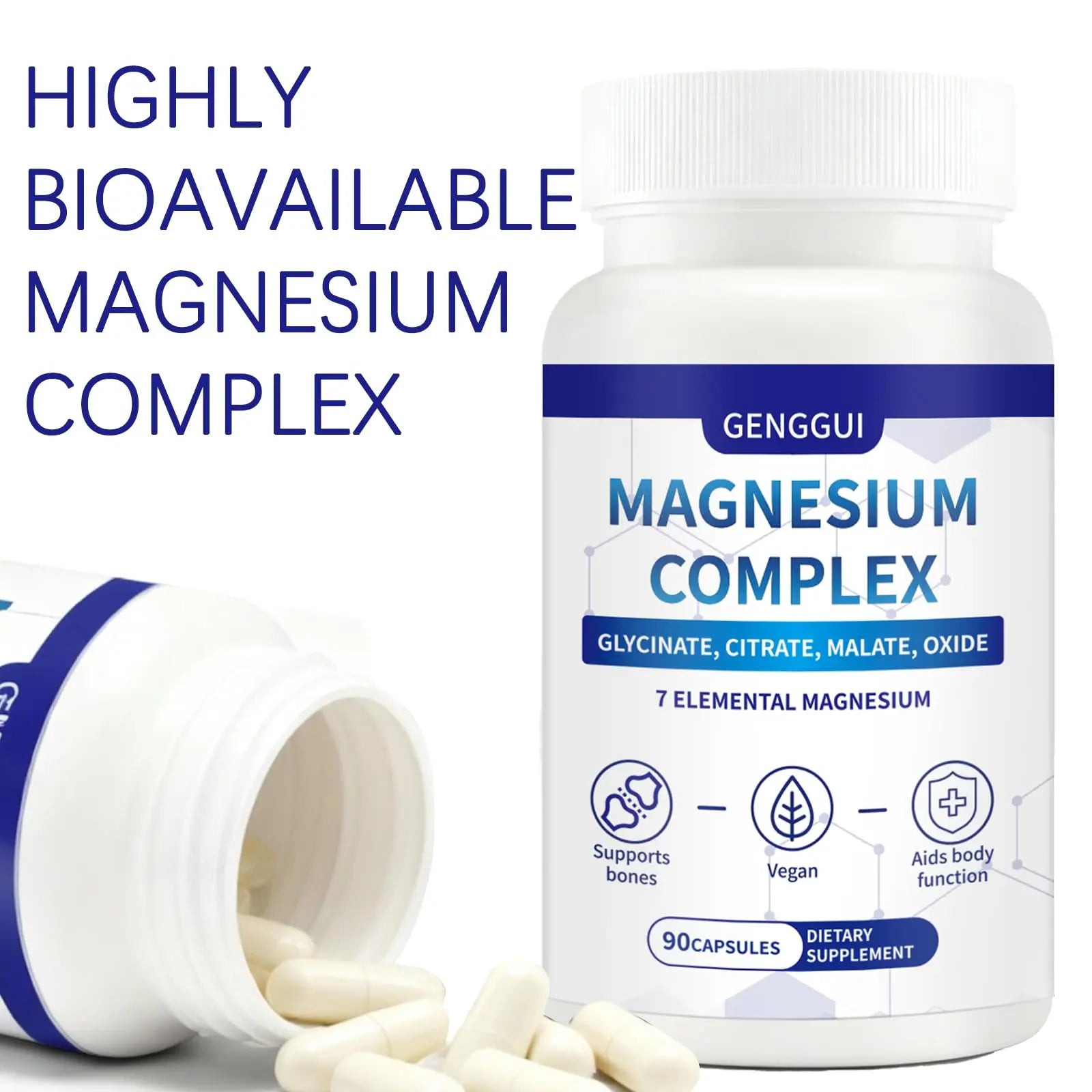 Magnesium Complex 1000mg - 7-in-1 Supplement with Glycinate, Citrate & Malate - Supports Muscle Relaxation, Sleep, Heart Health - High Absorption Capsules, 90 Count (1) CellJuvMax Au supplements