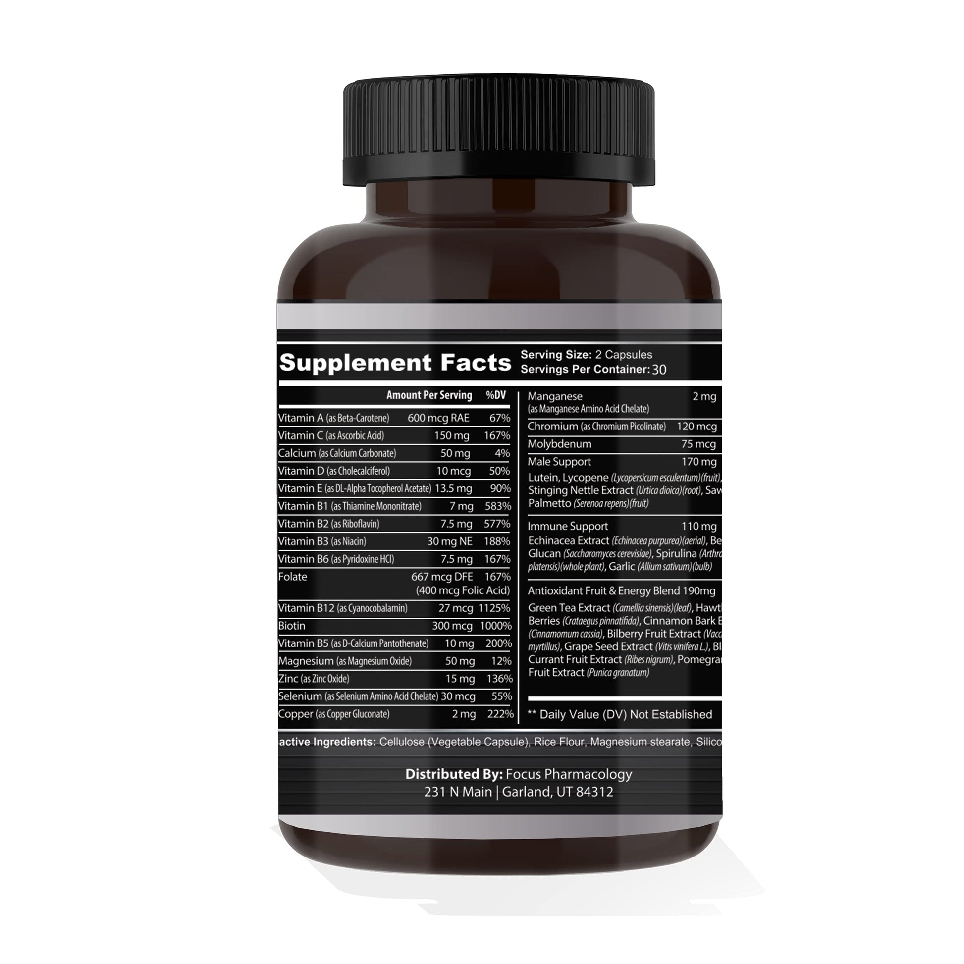 Focus Pharmacology Men's Daily Super Multi-Vitamin for Men - 60 Ct Blend of Vitamins, Minerals, Plus Herbs for Prostate Health and General Energy/Focus Focus Pharmacology Au supplements