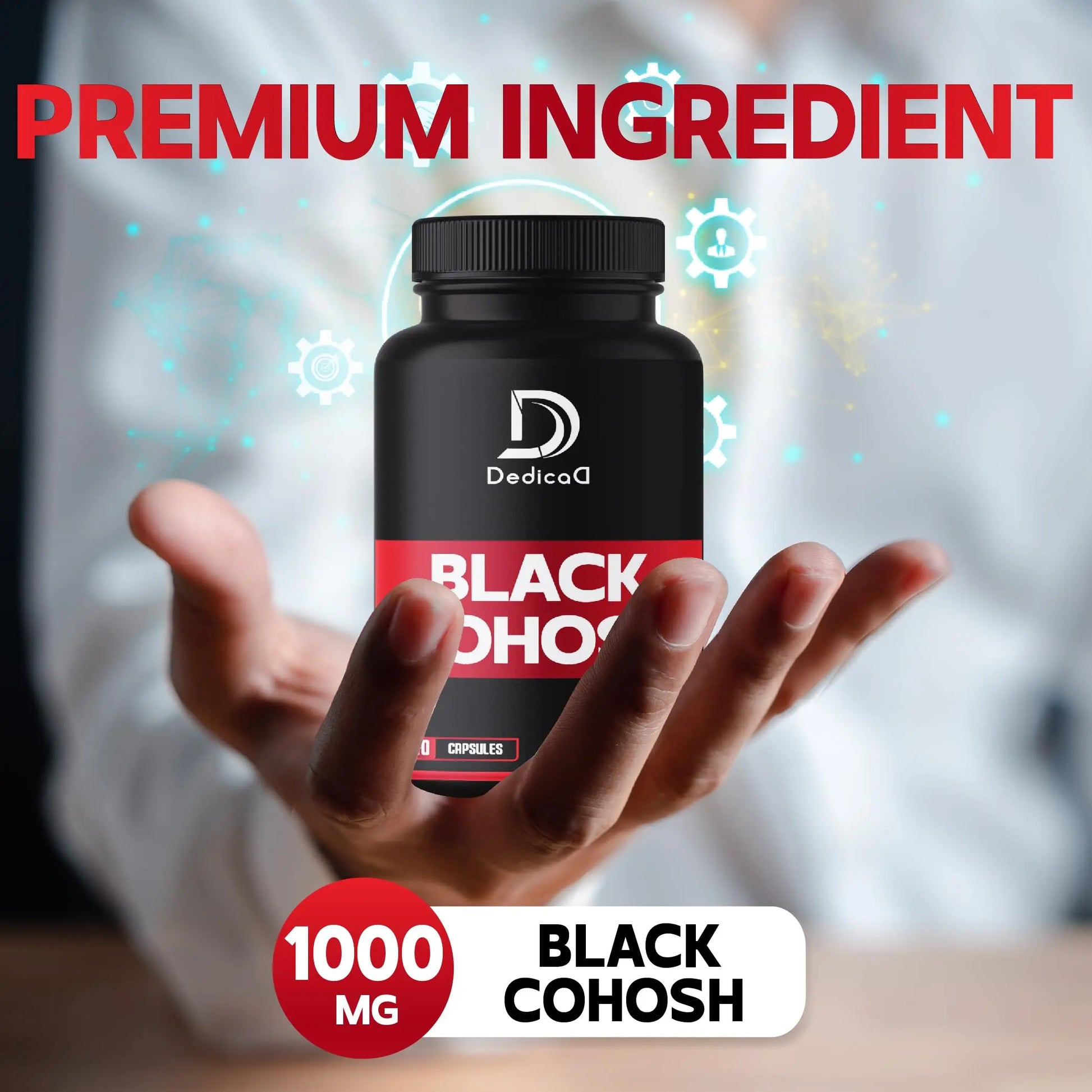 DEDICAD 1000mg Black Cohosh for Menopause Hot Flashes - 240 Capsules for 4-Month Supply - Support for Body Management, Women's Health & Immune System DEDICAD Au supplements