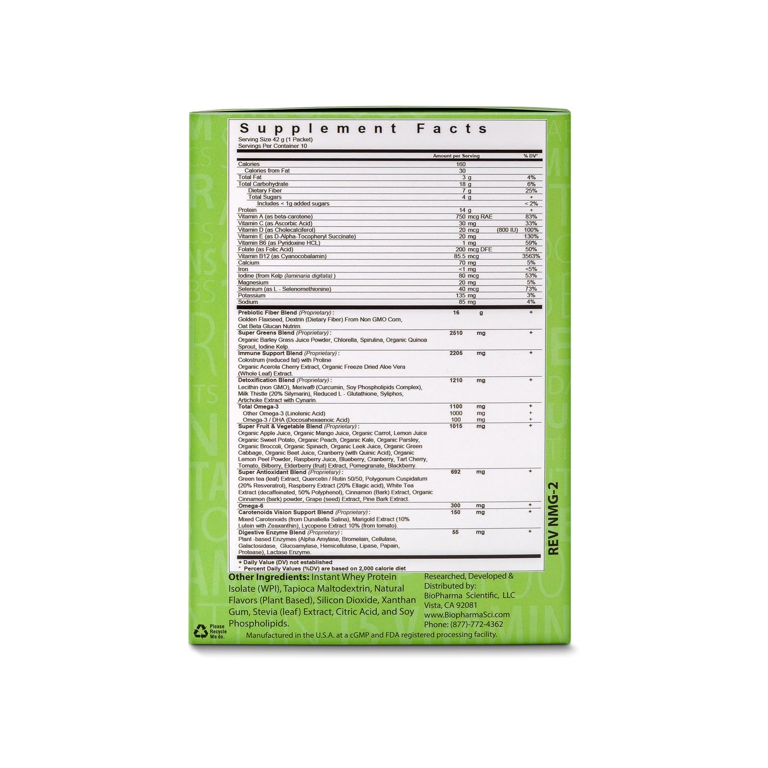 NanoMeal Plant-Based All-in-One Nutrition | Superfood Meal Replacement Powder | Tropical Fruit Blend | 10 Servings | Protein, Greens & Omega for Gut & Immune Support Biopharma Scientific Au supplements
