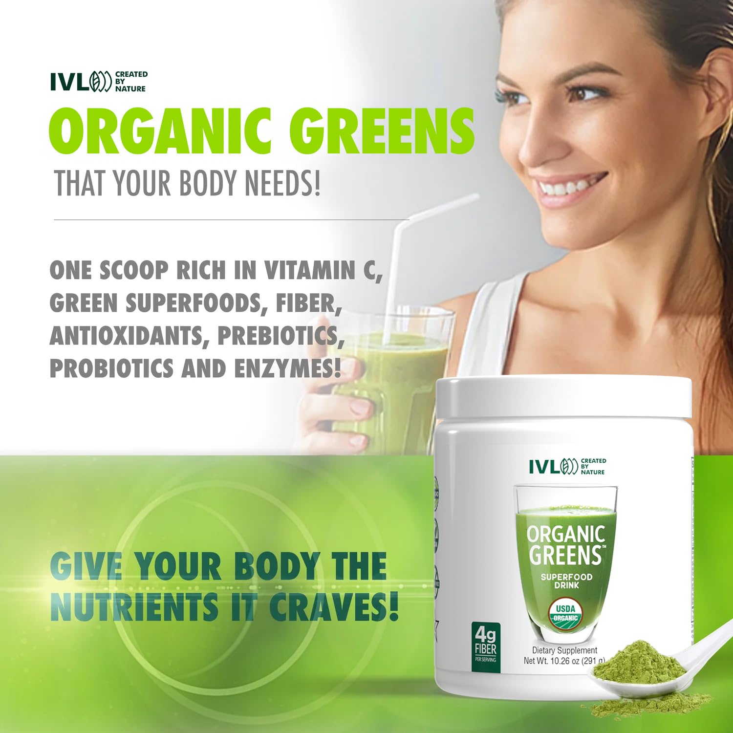 IVL - Organic Greens - Organic Superfood Drink - Loaded with Antioxidants, Micronutrients, Prebiotics & Probiotics - for Immune Support, Digestive Health - Great Taste (1 Pack, 30 Servings) IVL Au supplements