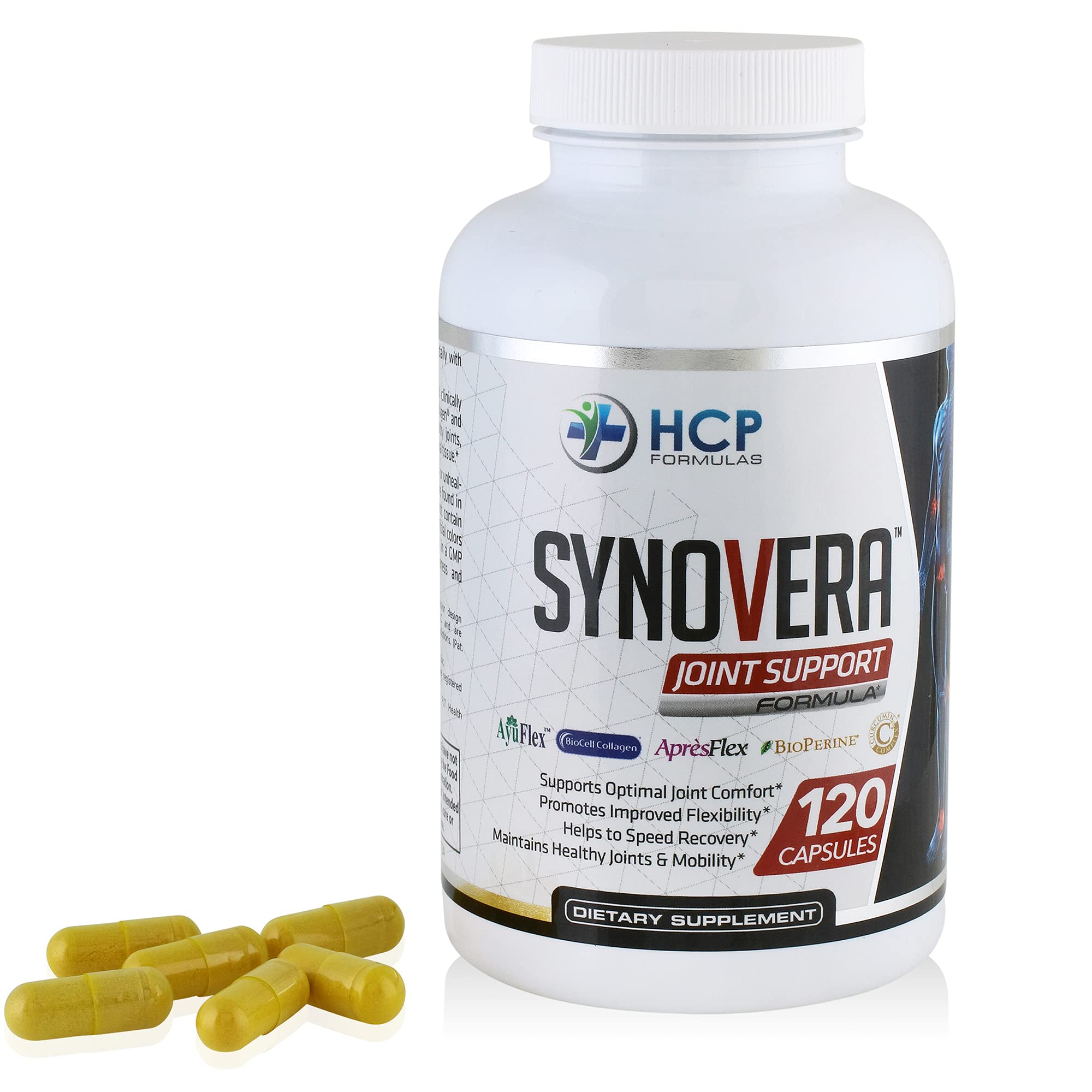 HCP Formulas - Synovera - Joint Support Complex with Turmeric Extract & Collagen - Mobility & Flexibility - Healthy Joints, Tendon, Ligament, and Synovial Tissue - Dietary Supplement - 120 Caps HCP Formulas Au supplements