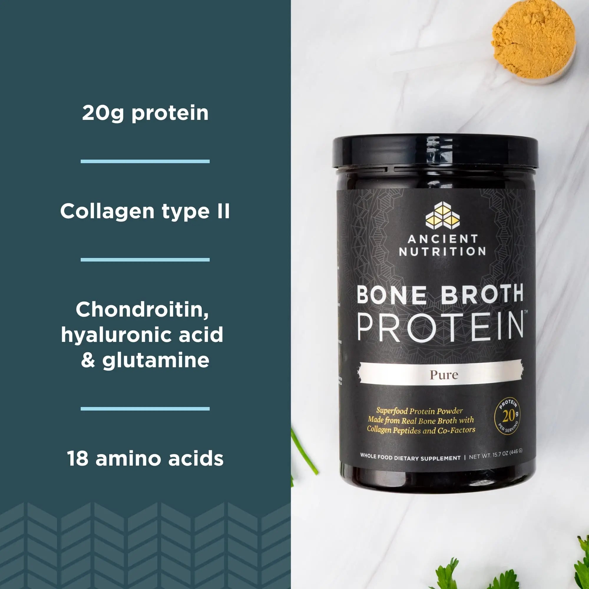 Ancient Nutrition Bone Broth Protein Powder, Pure Flavor, 20 Servings Size Ancient Nutrition Au supplements