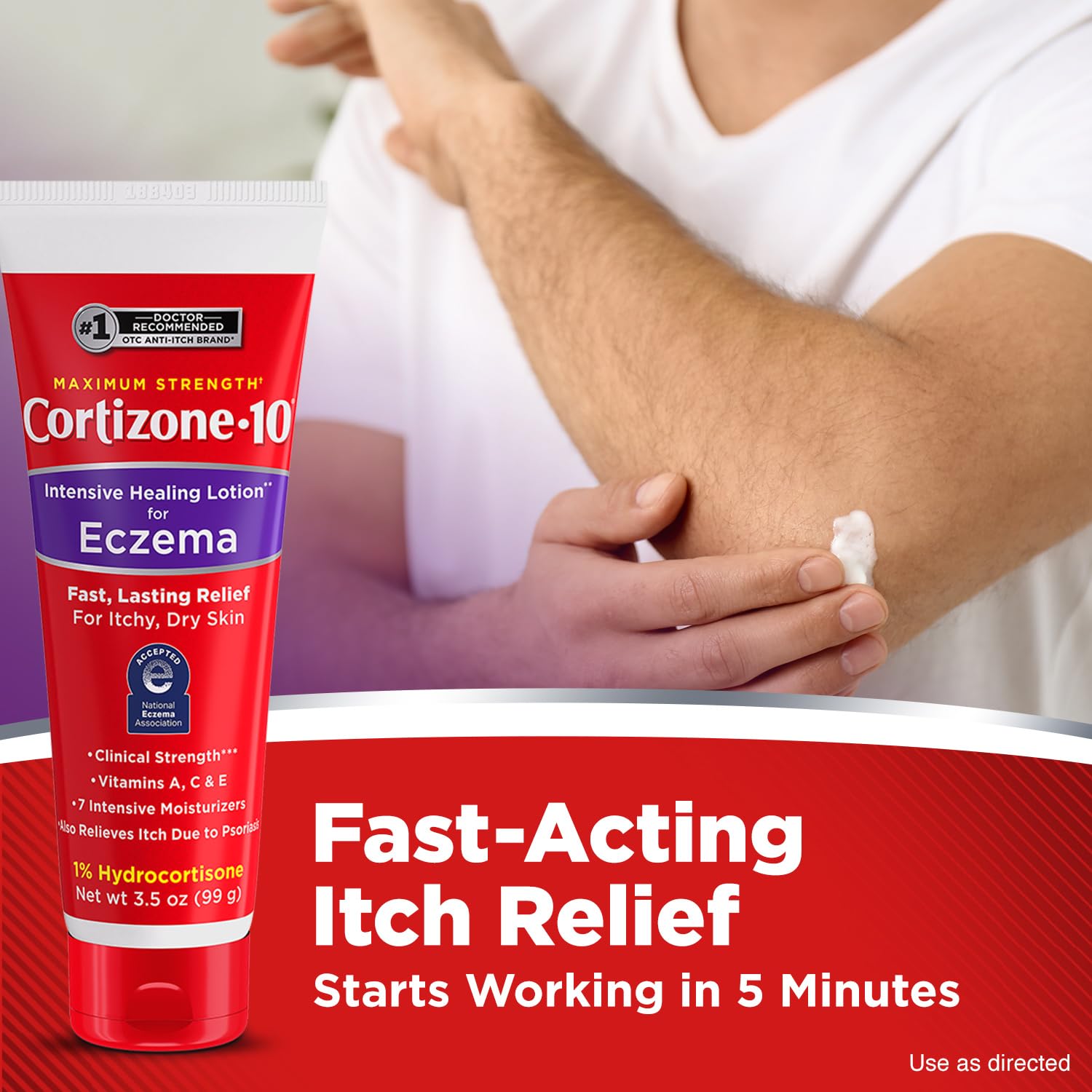Cortizone-10 Maximum Strength Intensive Healing Itch Relief Lotion for Eczema, 1% Hydrocortisone, Fast-Acting, Anti-Itch Cream for Minor Skin Irritations, Rashes and Inflammation Due to Eczema, 3.5 oz Cortizone 10 Au supplements