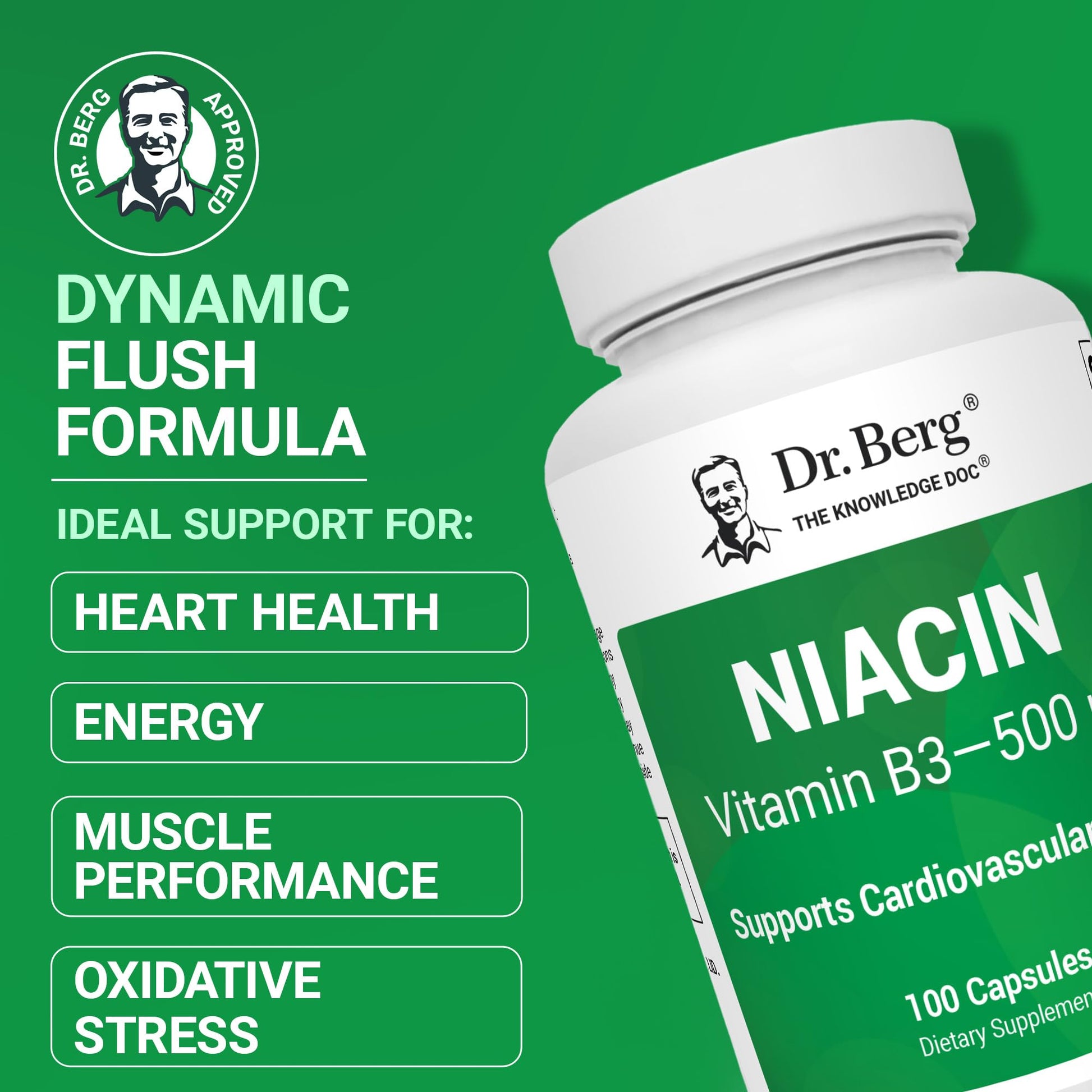 Dr. Berg Highly-Potent Niacin 500 mg – Now Only 125 mg per Capsule for Niacin Flush Tolerance Building – Gradually Increase to 500mg a Day – Vitamin B3 for Heart, Brain & Energy Support – 100 Capsules Dr. Berg Nutritionals Au supplements