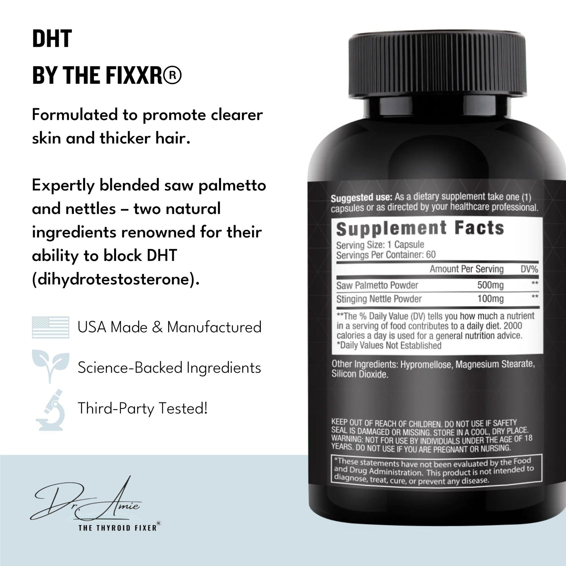Fixxr DHT Support by Dr. Amie | with Saw Palmetto and Nettles | Acne and Hair Loss Support | 60 Capsules Fixxr Au supplements