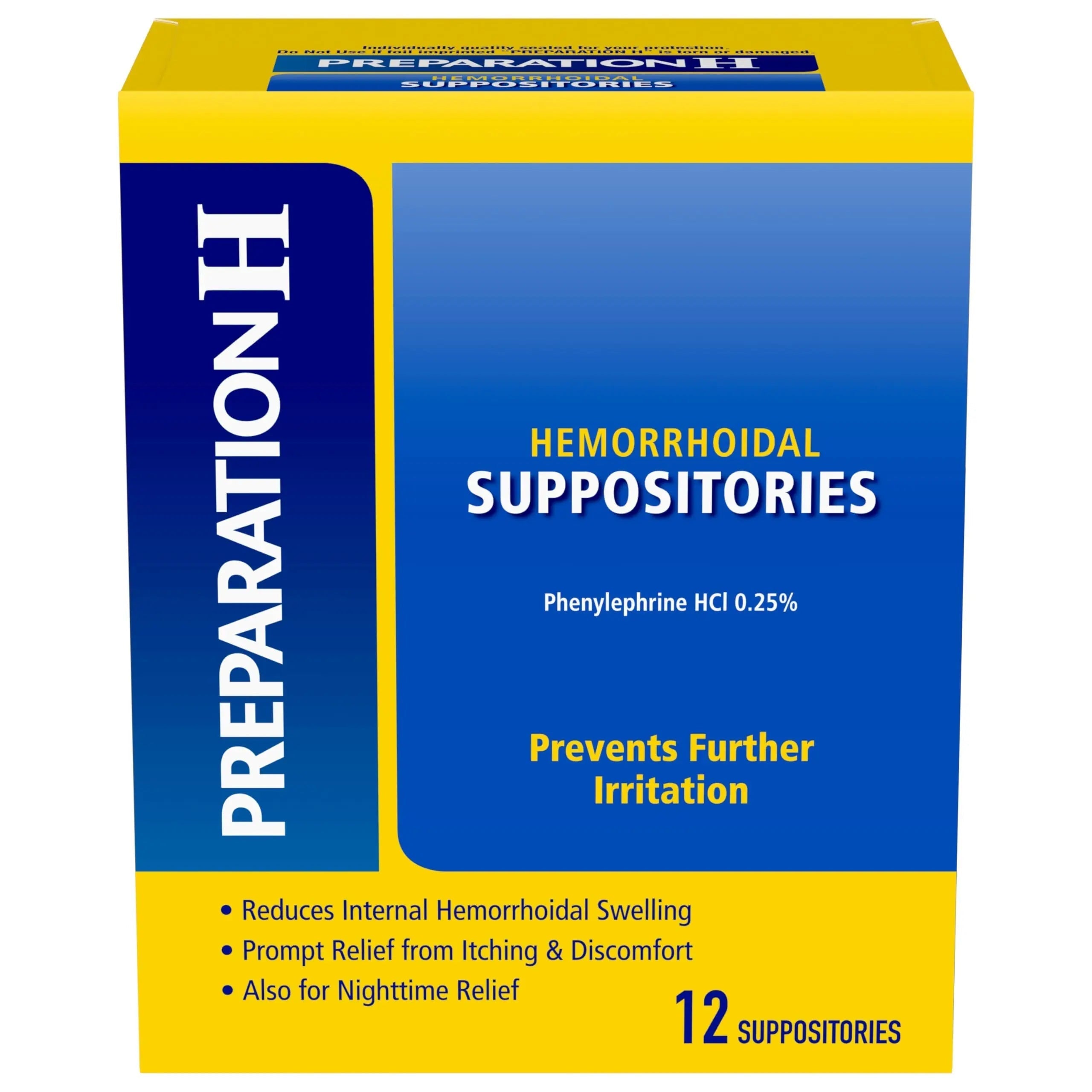 Preparation H Hemorrhoid Suppositories For Itching And Discomfort Relief - 12 Count (Pack of 1) Preparation H Au supplements