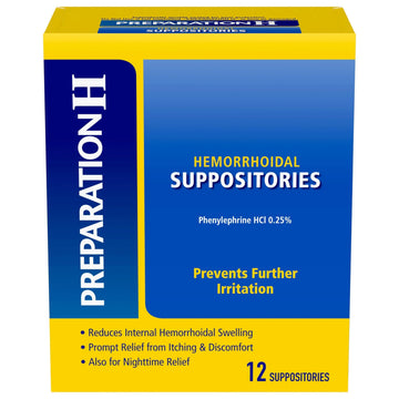 Preparation H Hemorrhoid Suppositories For Itching And Discomfort Relief - 12 Count (Pack of 1) Preparation H Au supplements