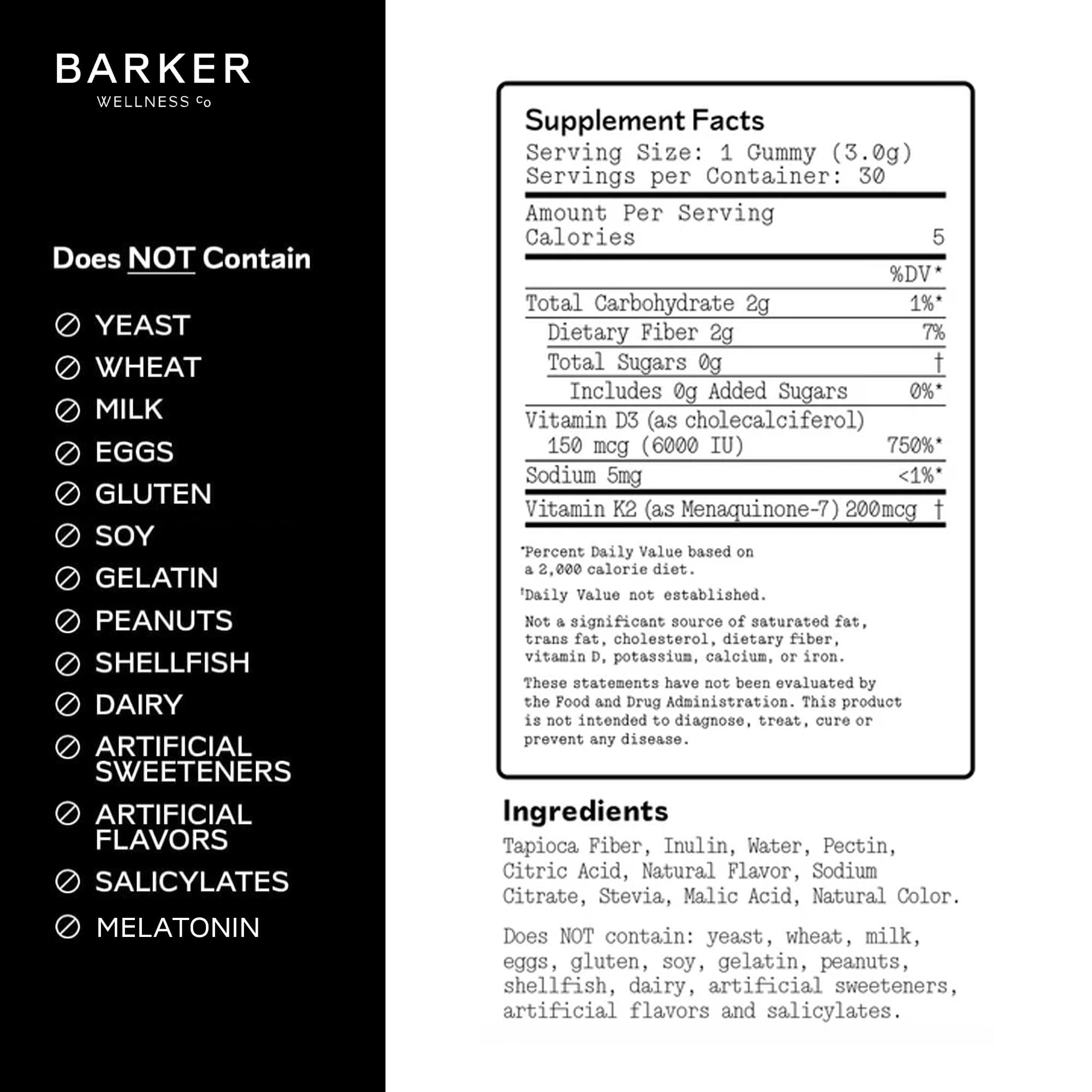 Barker Wellness D3 K2 Vitamin Gummies – Max Potency 6000IU D3 + 200mcg K2 for Strong Bones, Cardiovascular Wellness, Immune Support | Vegan, Sugar-Free, Delicious Mixed Berry | 30 Servings Barker Wellness Co Au supplements