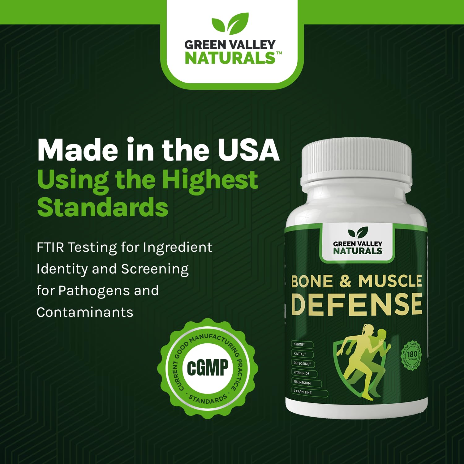 Green Valley Naturals Bone & Muscle Defense Supplement – Bone Health, Muscle Support & Joint Mobility Formula with MyHMB, Magnesium, Vitamin D3 & L-Carnitine for Daily Wellness, 60 Capsules GREEN VALLEY NATURALS Au supplements
