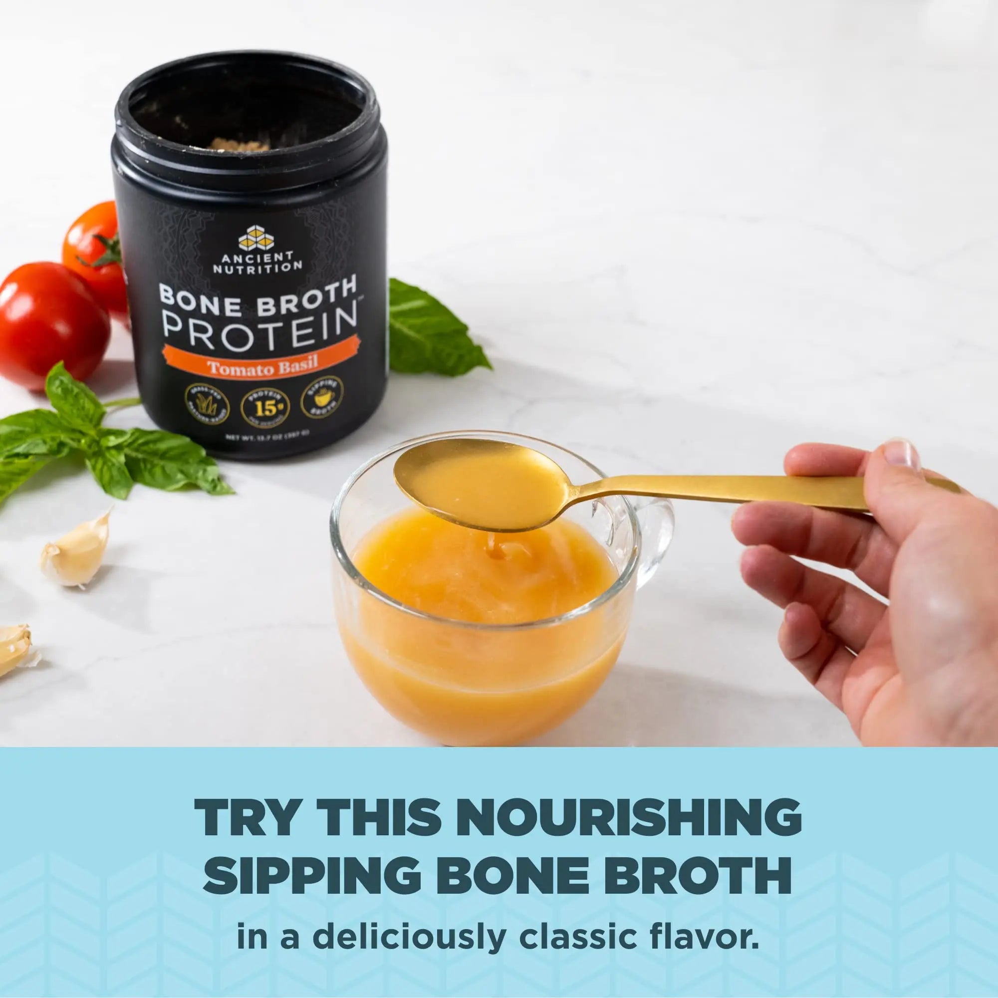Ancient Nutrition Bone Broth Protein Powder, Tomato Basil, Grass-Fed Chicken and Beef Ancient Nutrition Au supplements