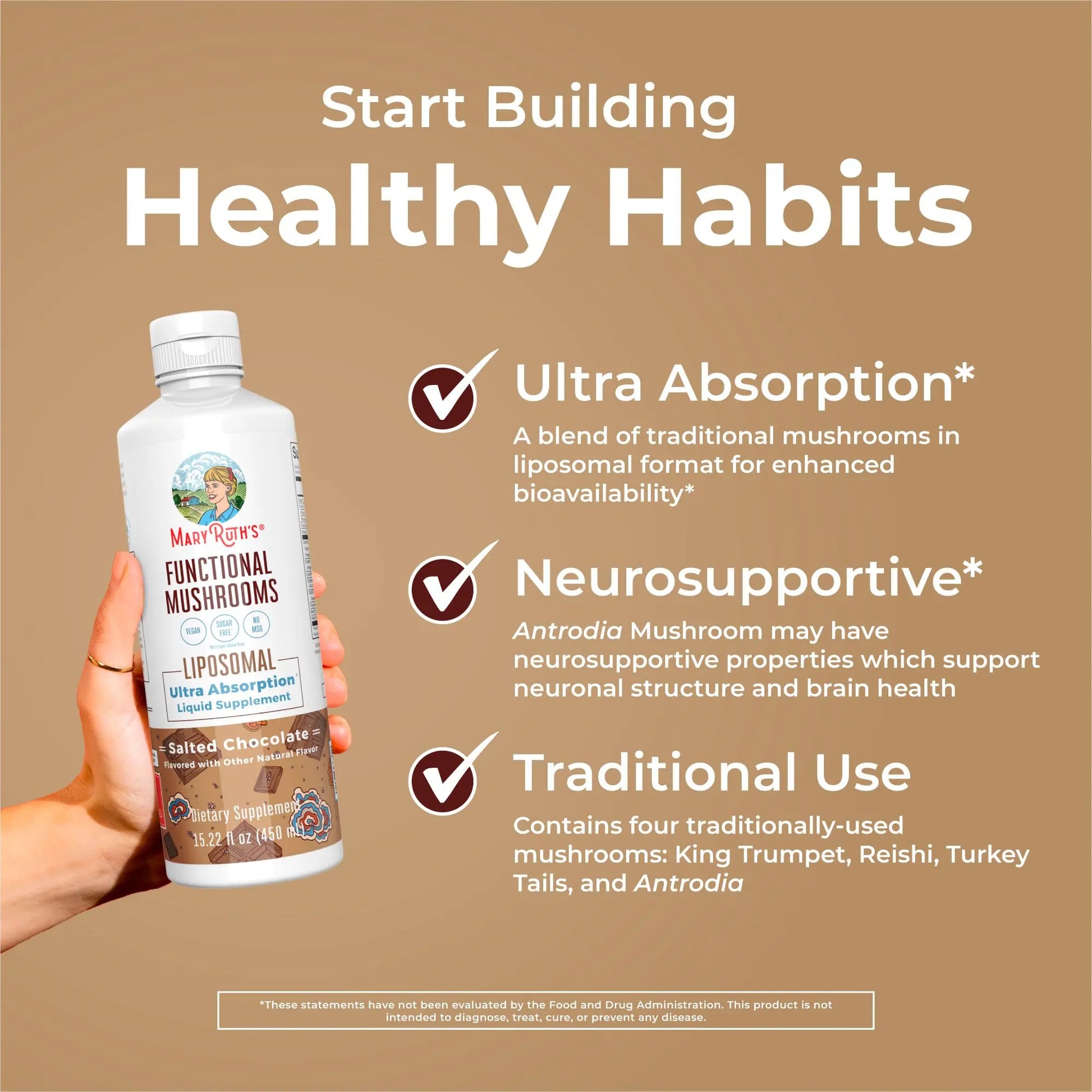 MaryRuth Organics Mushroom, Mushroom Supplement, Mushroom Liquid Vitamin, Reishi Mushroom Supplement for Immune Support, Turkey Tail Vitamin for Stress Relief, Vegan, Non-GMO, Gluten Free, 15.22 Fl Oz MARYRUTH'S Au supplements