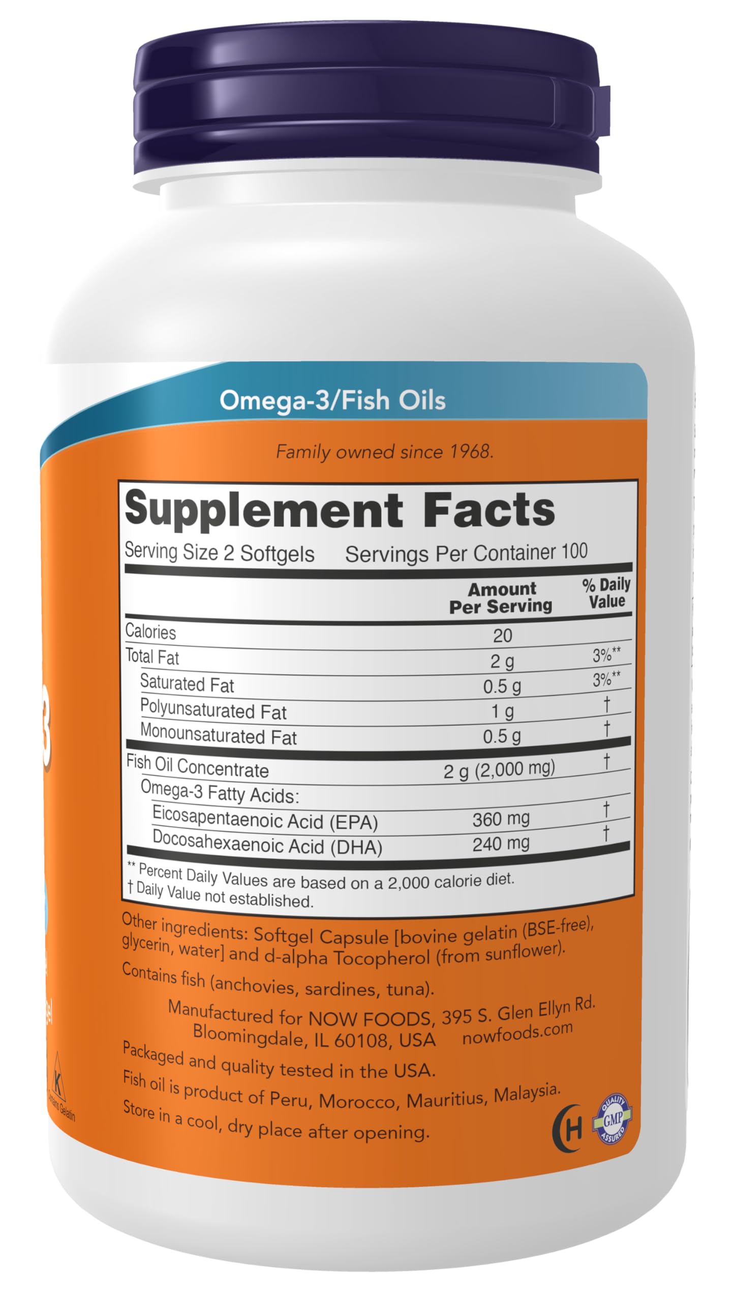 NOW Foods Supplements, Omega-3 180 EPA / 120 DHA, Molecularly Distilled, Cardiovascular Support*, 200 Softgels NOW Foods Au supplements