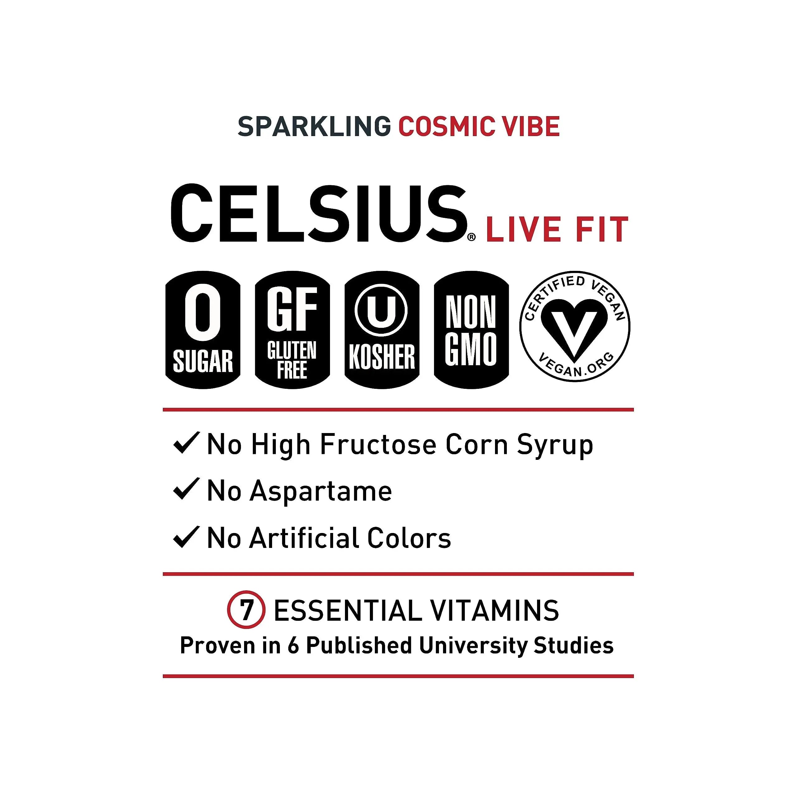 CELSIUS Sparkling Cosmic Vibe, Functional Essential Energy Drink 12 Fl Oz (Pack of 12) CELSIUS Au supplements