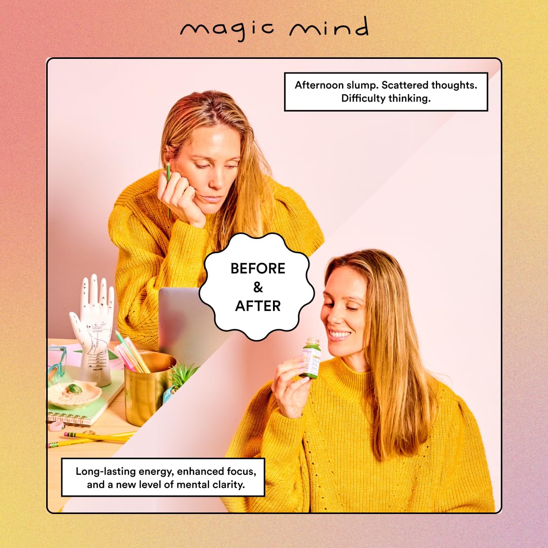 Magic Mind Focus Energy Drink Shots - No Jitters, Stress Relieving, Ashwagandha, Functional Mushrooms, Matcha Green Tea, Vitamin B12, Vitamin C - 2 FL Oz (5 Pack) Magic Mind Au supplements