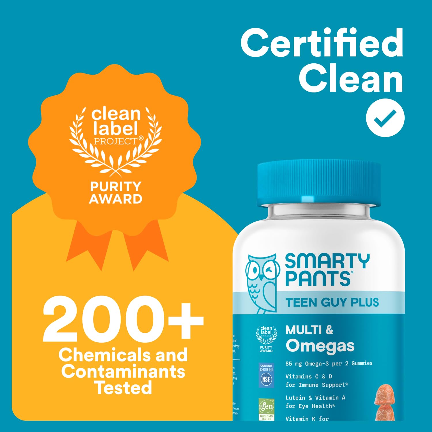 SmartyPants Teen Guy Multivitamin Gummies, Omega 3 (DHA/EPA), Vitamin D3, C, Vitamin B12, B6, A, K & Zinc, Folate, Gluten Free, Fruit Flavor, 60 Count (30 Day Supply) SmartyPants Au supplements