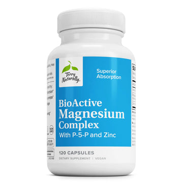 Terry Naturally BioActive Magnesium Complex - Bone & Heart Health Support - Supplement with Vitamin B6, Zinc & Magnesium - Pyridoxal-5-Phosphate Vegan Capsule Supplement - 120 Capsules Terry Naturally Au supplements