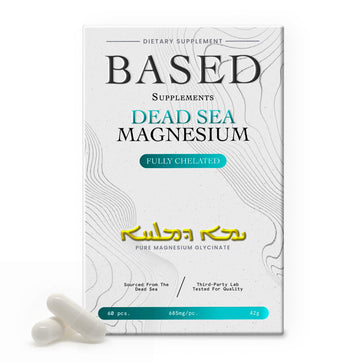Based Dead Sea Magnesium | Pure Magnesium Glycinate | Support Stress Relief, Sleep, Heart Health, Nerves, Muscles, and Metabolism | 60 Capsules Based Supplements Au supplements