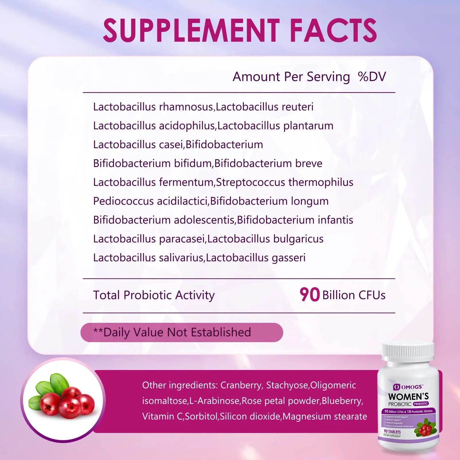 OMOGS Women's Probiotic,with Cranberry Extract and Organic Prebiotics,90 Billion CFUs OMOGS Au supplements