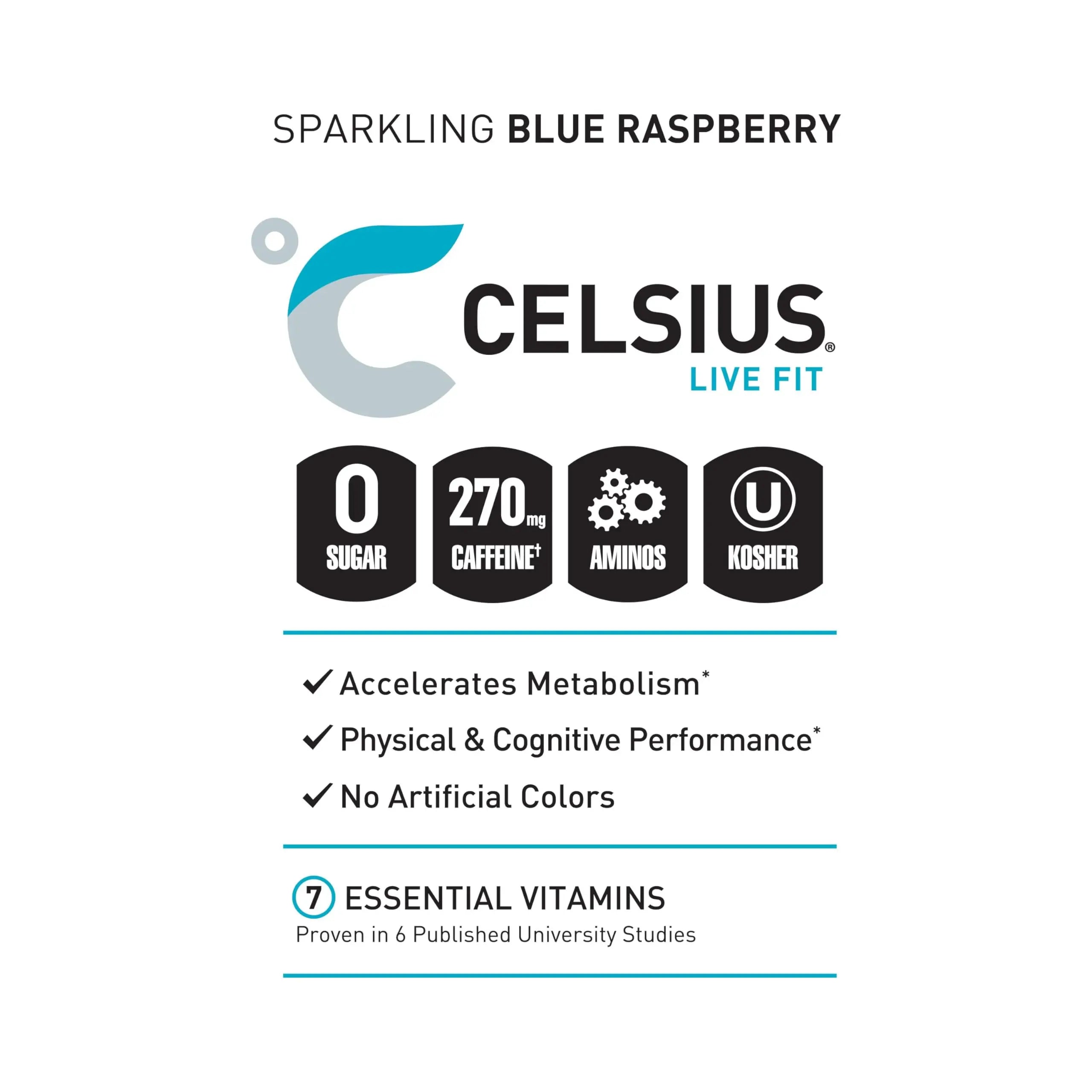 CELSIUS ESSENTIALS, Sparkling Blue Crush, Performance Energy Drink 16 Fl Oz (Pack of 12) CELSIUS Au supplements