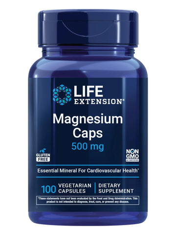 Life Extension Magnesium Caps, 500 mg, Magnesium Oxide, Citrate, and Succinate, Heart Health, Healthy Bones, Metabolism Support, 100 Vegetarian Capsules Life Extension Au supplements