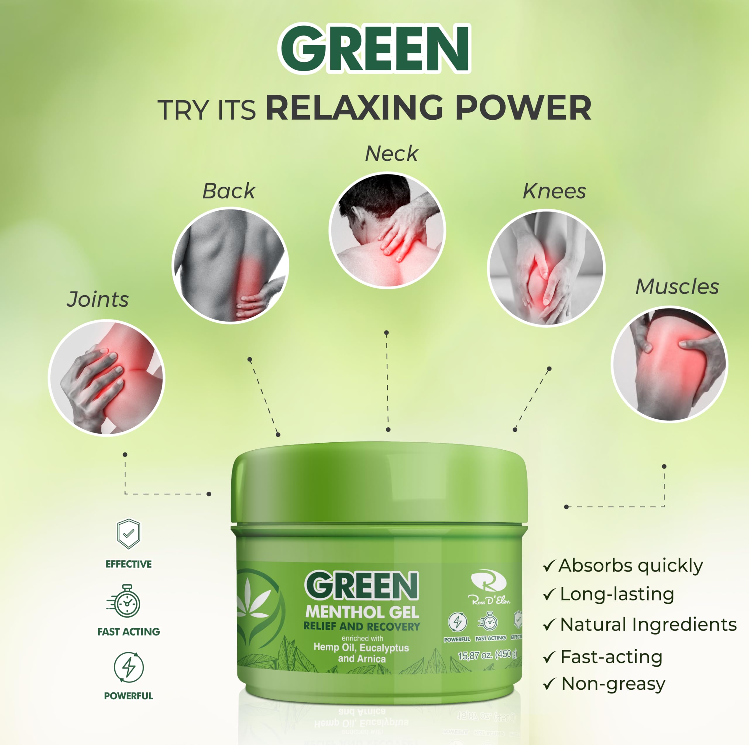 Ross D'Elen Green Menthol Gel - 2Pack Large Size (2) ROSS D'ELEN Au supplements
