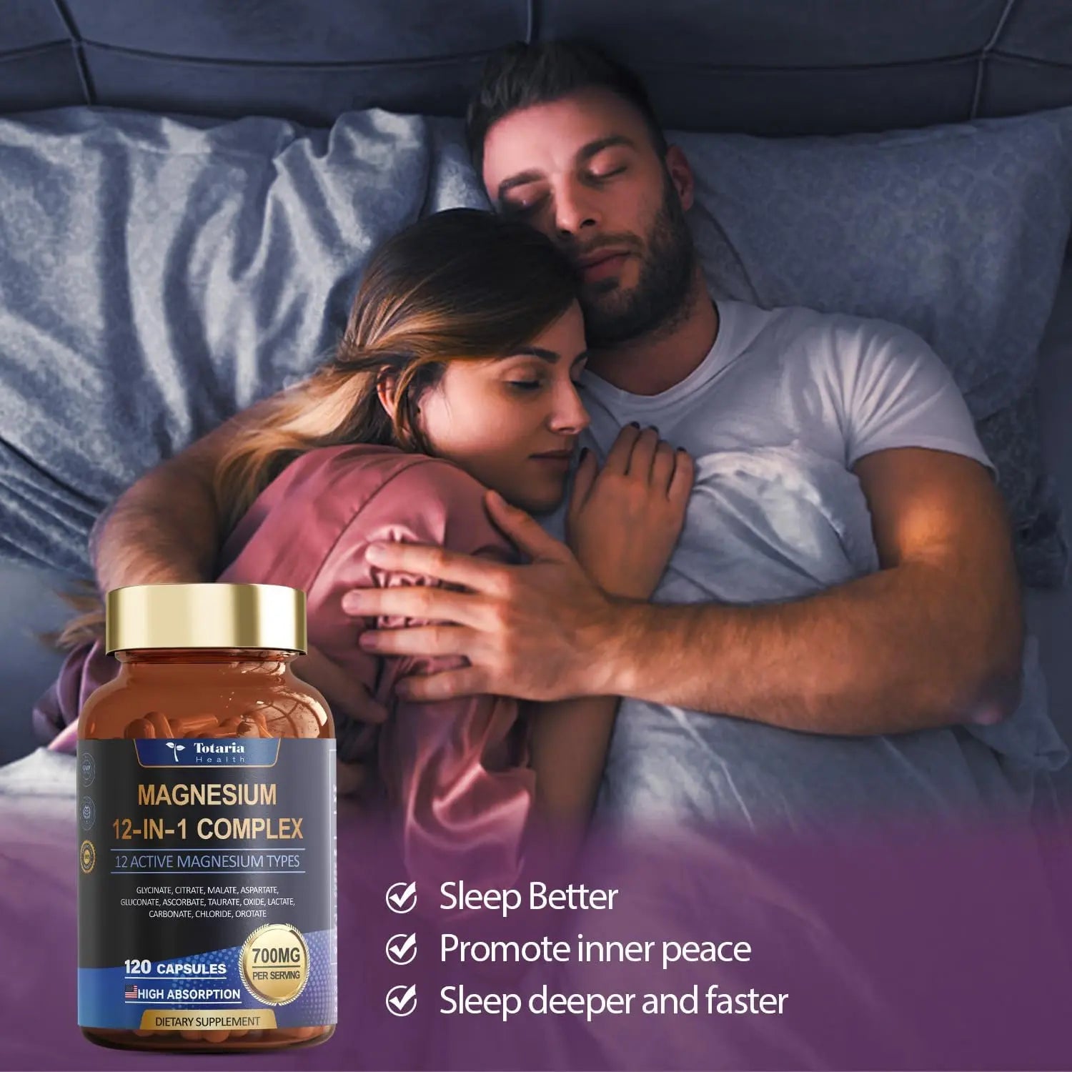 Totaria Magnesium Complex 700mg 12 in 1 Magnesium Supplement with Glycinate Citrate Malate Oxide Taurate Aspartate Orotate Magnesium Relaxation,Muscle,Heart Support, Vegan 120 Capsules Totaria Au supplements