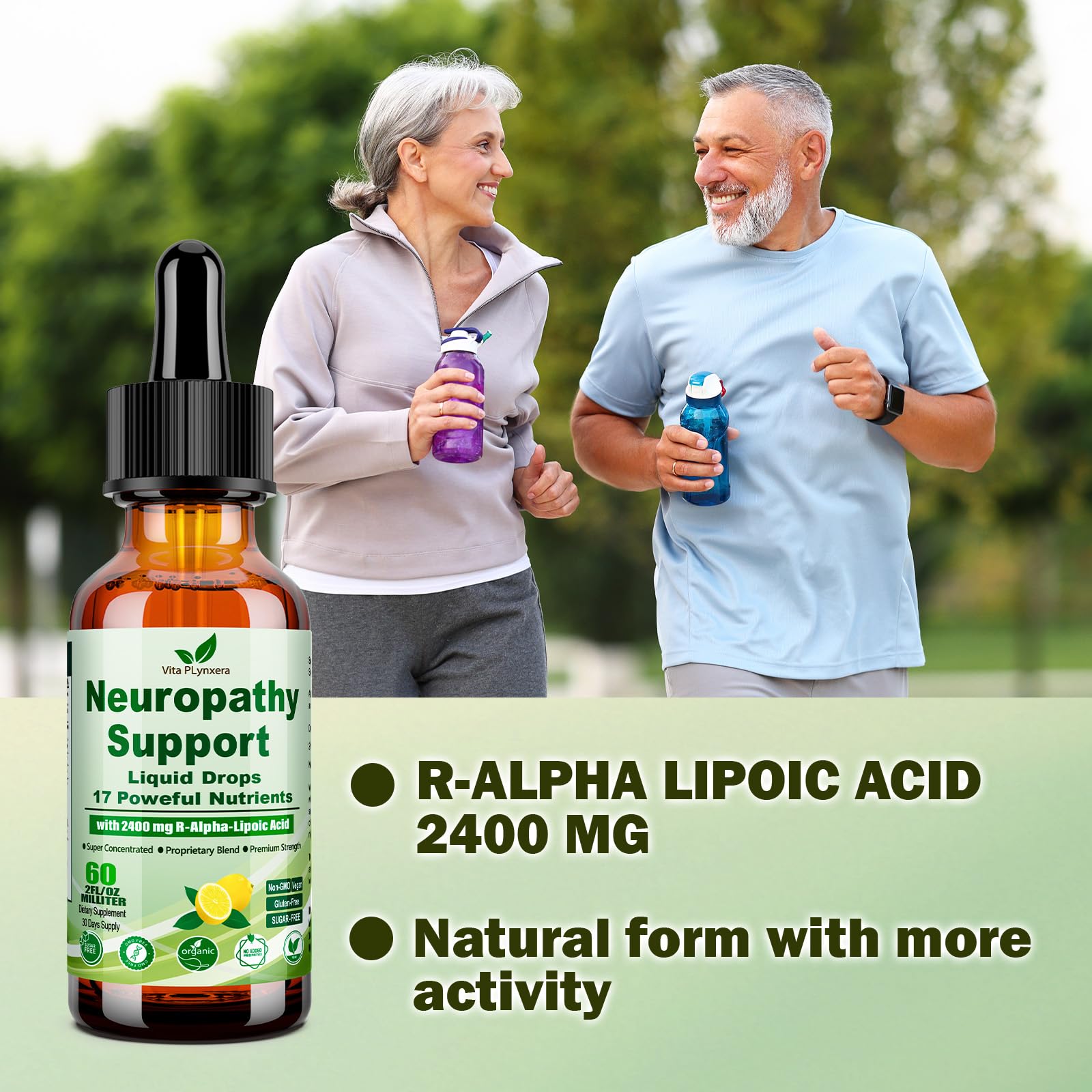 Neuropathy Supplements Liquid Drops, Advance 17-in-1 Stabilized R-Alpha Lipoic Acid (R-ALA) w. Acetyl L-Carnitine Vitamin B-Complex Magnesium, High Potency R-Lipoic Acid for Nerve Antioxidant Energy Vita PLynxera Au supplements