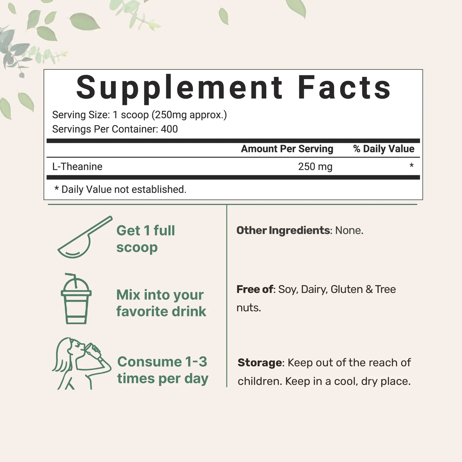 Pure L-Theanine Powder, 100 Grams (1 Year Supply), Filler Free, No GMOs and Vegan Micro Ingredients Au supplements
