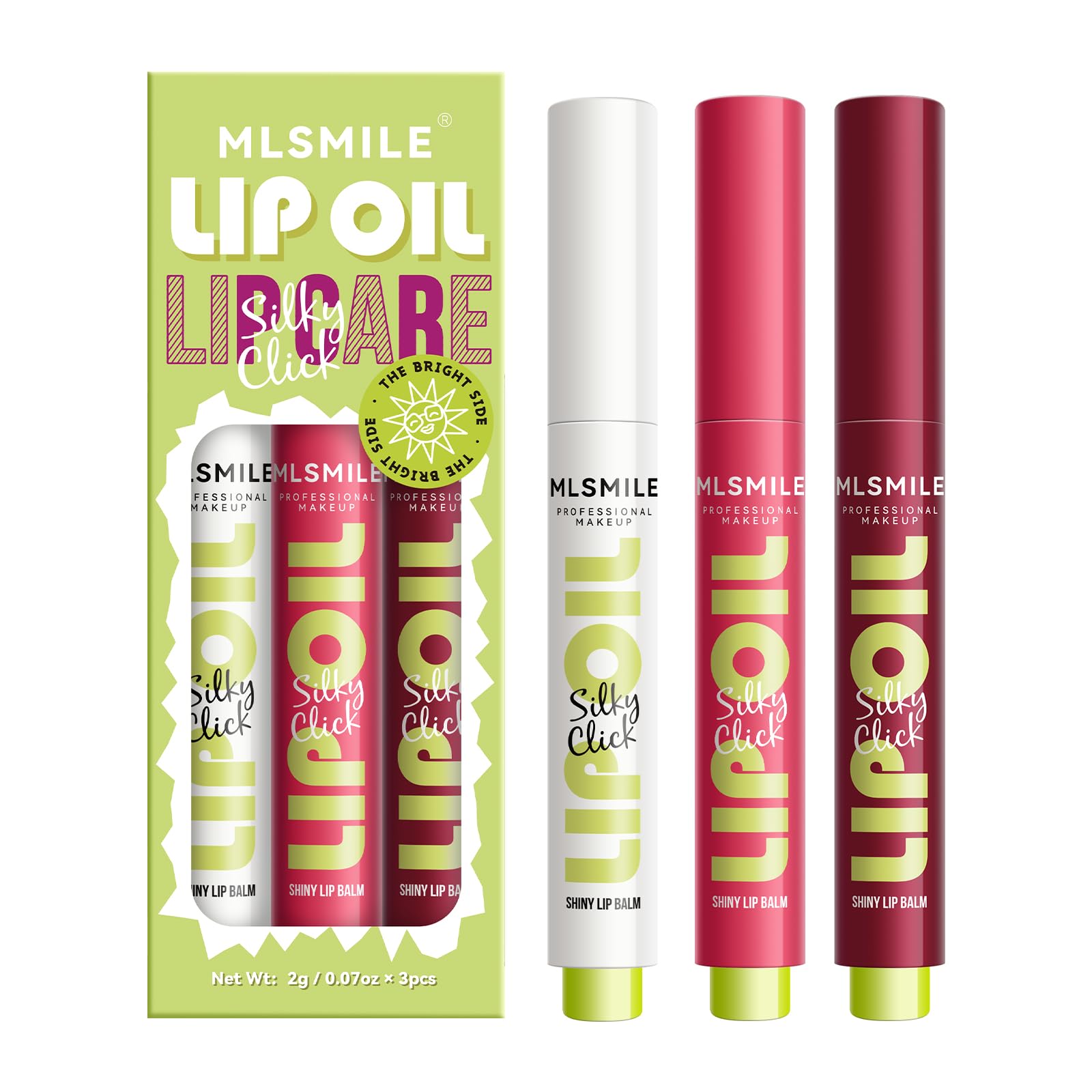 MLSMILE 3 Colors Fat Lip Oil Click Slick,Press Lipstick Set,Moisturizing Lip Balm,High Pigment Glow Lip Oil,Long-lasting,Pigmented Vegan,Lightweight and Glossy Lip Plumper with Coconut Oil-Set A MLSMILE Au supplements
