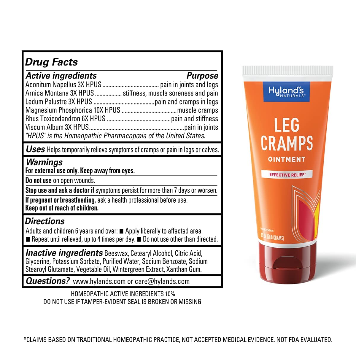 Bundle of Hyland's Leg Cramps Ointment, Arnica Pain Relief Gel, Natural Relief of Calf, Leg and Foot Cramp, 2.5 oz and Leg Cramp Tablets, 100 Count Hyland's Au supplements