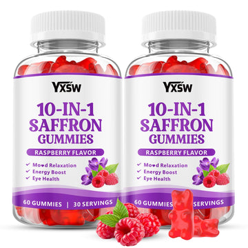 YXSW Saffron Gummies, Saffron Supplements for Kids & Adults with Ashwagandha, L-Theanine, Lemon Balm, Vitamin D3, B6, Magnesium & Zinc - Support Focus, Relaxation, Raspberry Flavor, 120 Count YXSW Au supplements