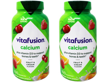 VitaFusion Calcium 500 mg Dietary Supplement Gummies Natural Fruit and Cream Flavors - 100 ct, Pack of 2