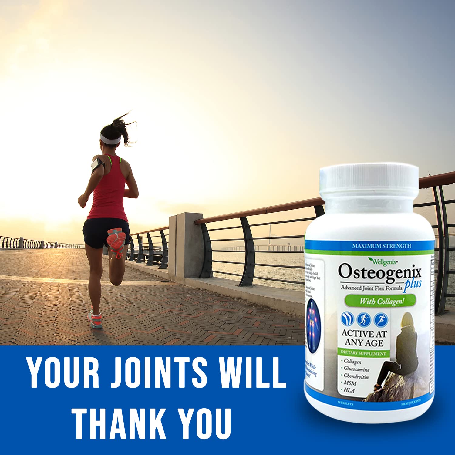 Wellgenix Osteogenix Advanced Joint Flex Formula (90 Ct) - Knee Supplement with Collagen II, Glucosamine, Chondroitin, MSM & HLA - Lubrication & Discomfort Support Tablets for Men & Women Wellgenix Au supplements
