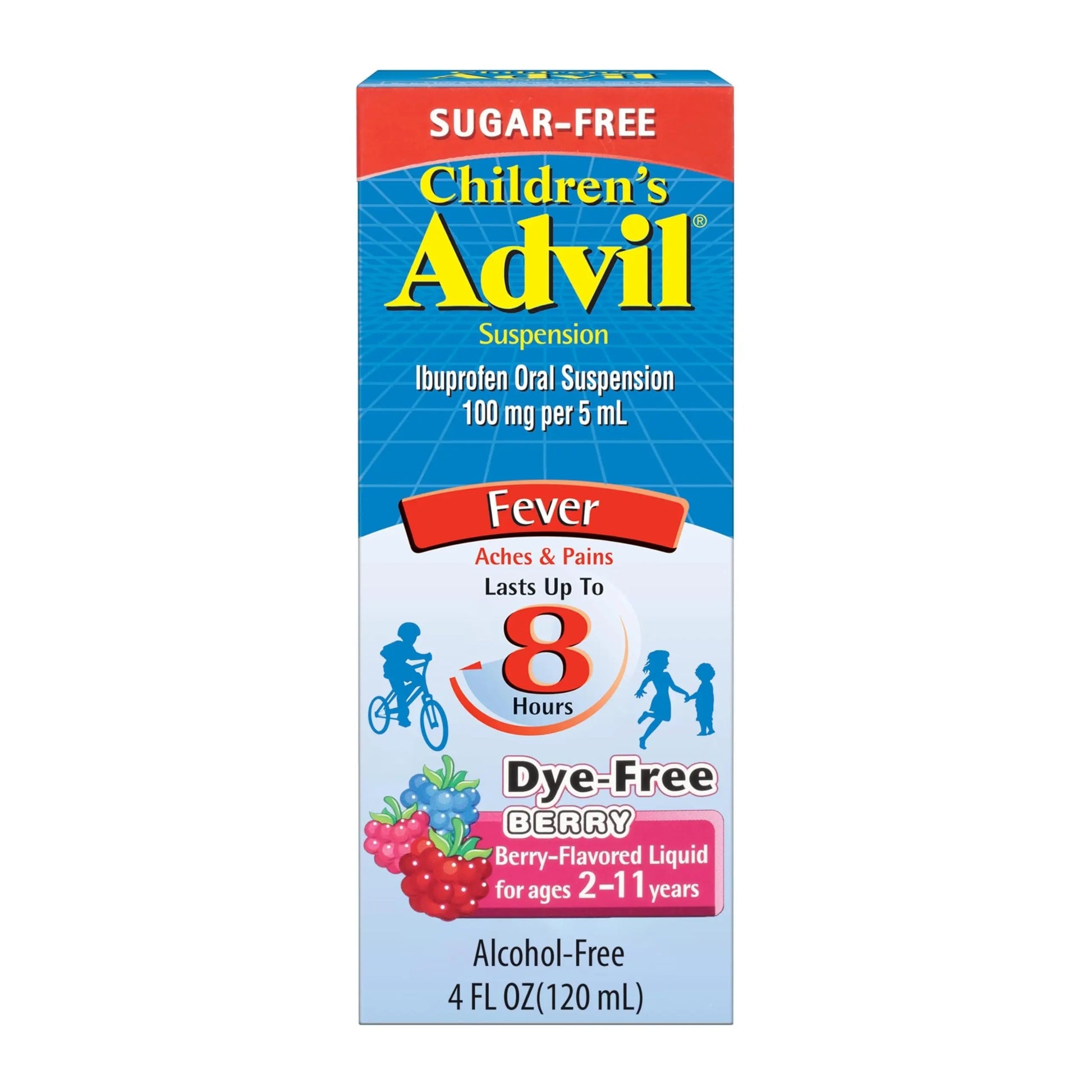 Children's Advil Pain Reliever and Fever Reducer, Dye Free and Sugar Free Ibuprofen Oral Suspension, Berry Flavored - 4 Fl Oz Children's Advil Au supplements