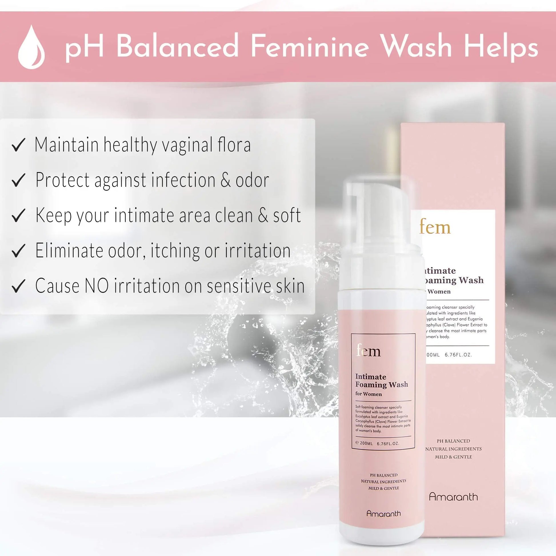 fem pH Balance Intimate Wash for Women, Feminine Wash for Sensitive Skin, Gentle Cleanser Amaranth Au supplements