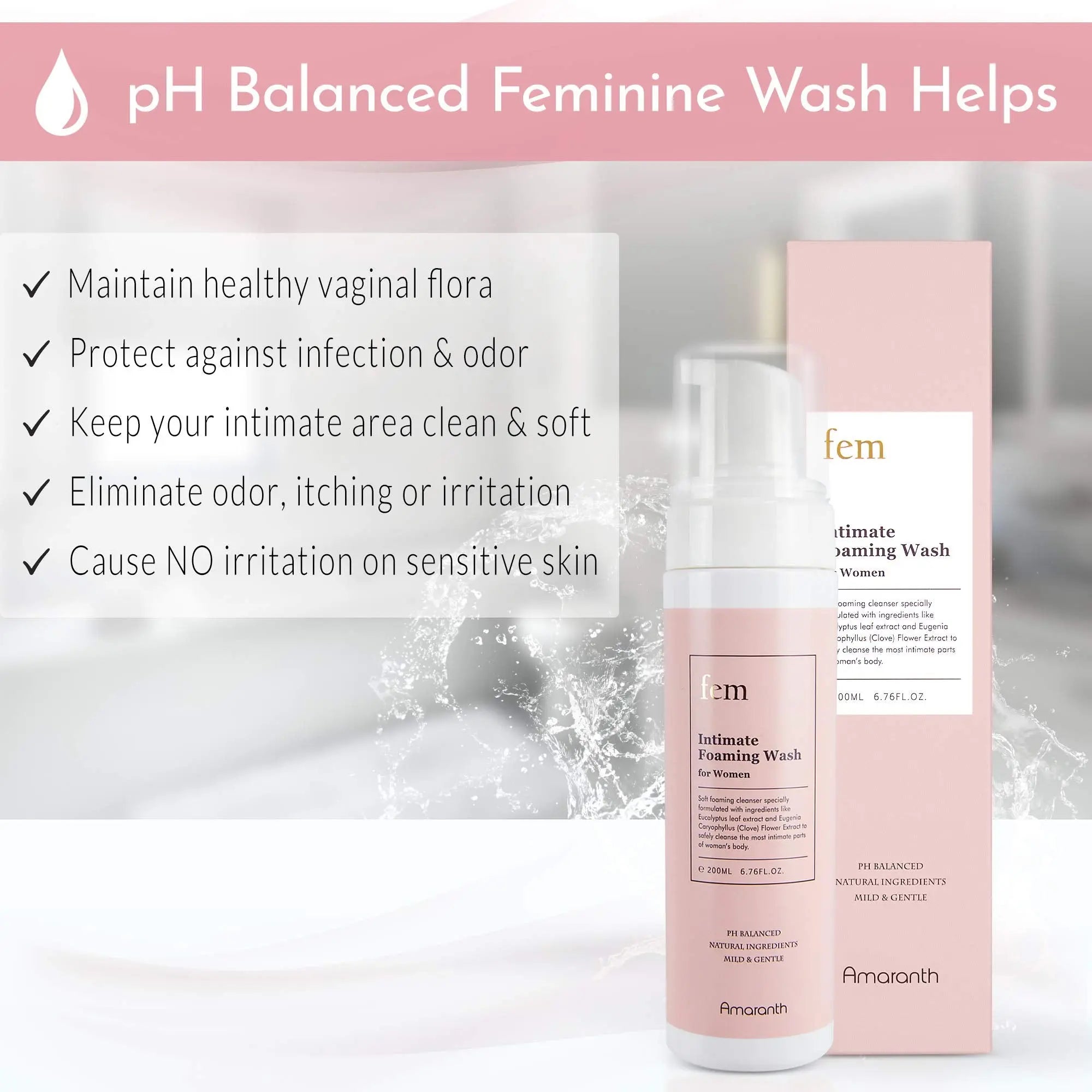 fem pH Balance Intimate Wash for Women, Feminine Wash for Sensitive Skin, Gentle Cleanser Amaranth Au supplements