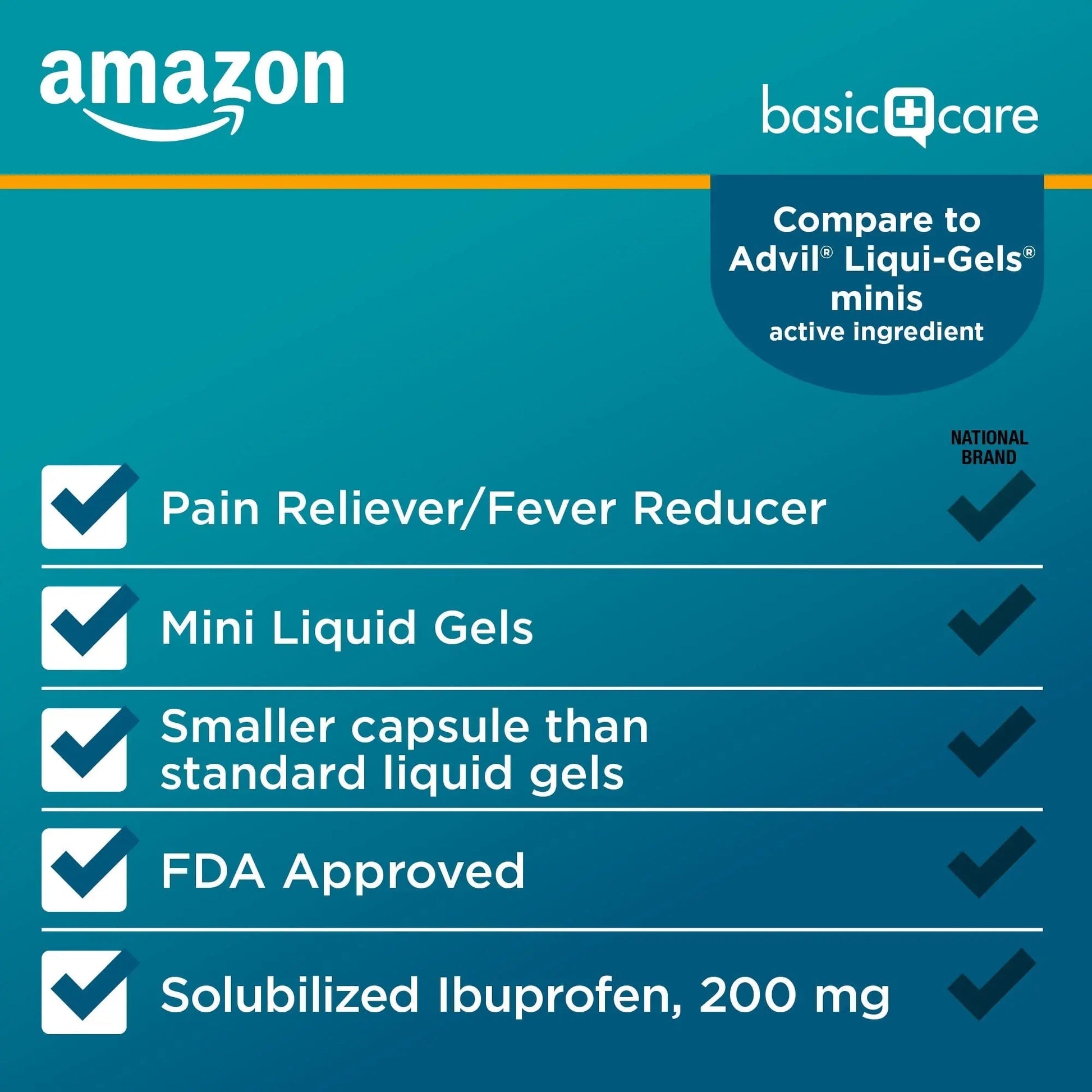 Amazon Basic Care Ibuprofen Mini Liquid Gels, 200 mg, Pain Reliever and Fever Reducer for Headache, Backache, Arthritis Pain, Menstrual Cramps and Toothaches, Fast-Acting, 300 Count Amazon Basic Care Au supplements