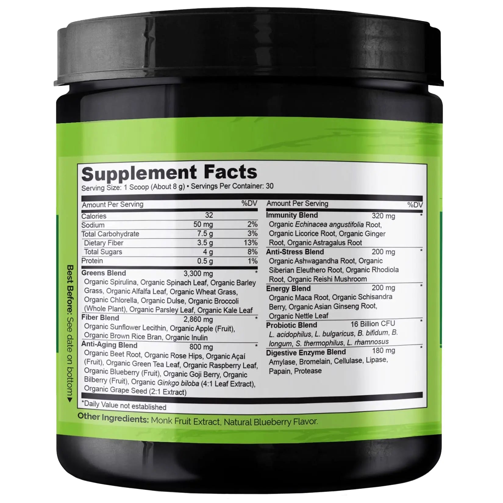 NATURELO Raw Greens Superfood Powder - Wild Berry Flavor - Boost Ener NATURELO Au supplements