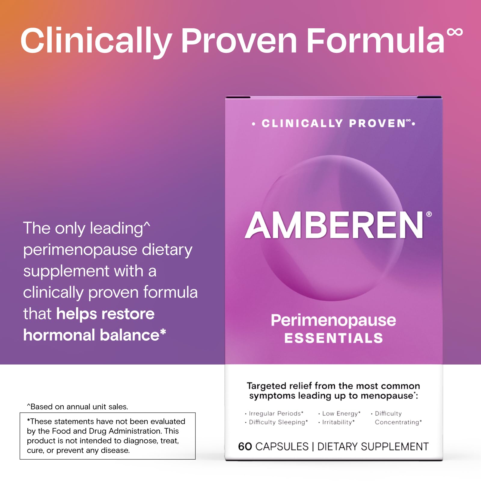 Amberen Perimenopause, Peri-Menopause Multi-Symptom Relief, Vitamin B, Vitamin E & Antioxidants Supplement, Helps Support Hormone Balance, Hot Flashes & Night Sweats, Supplements for Women, 180 Count Amberen Au supplements
