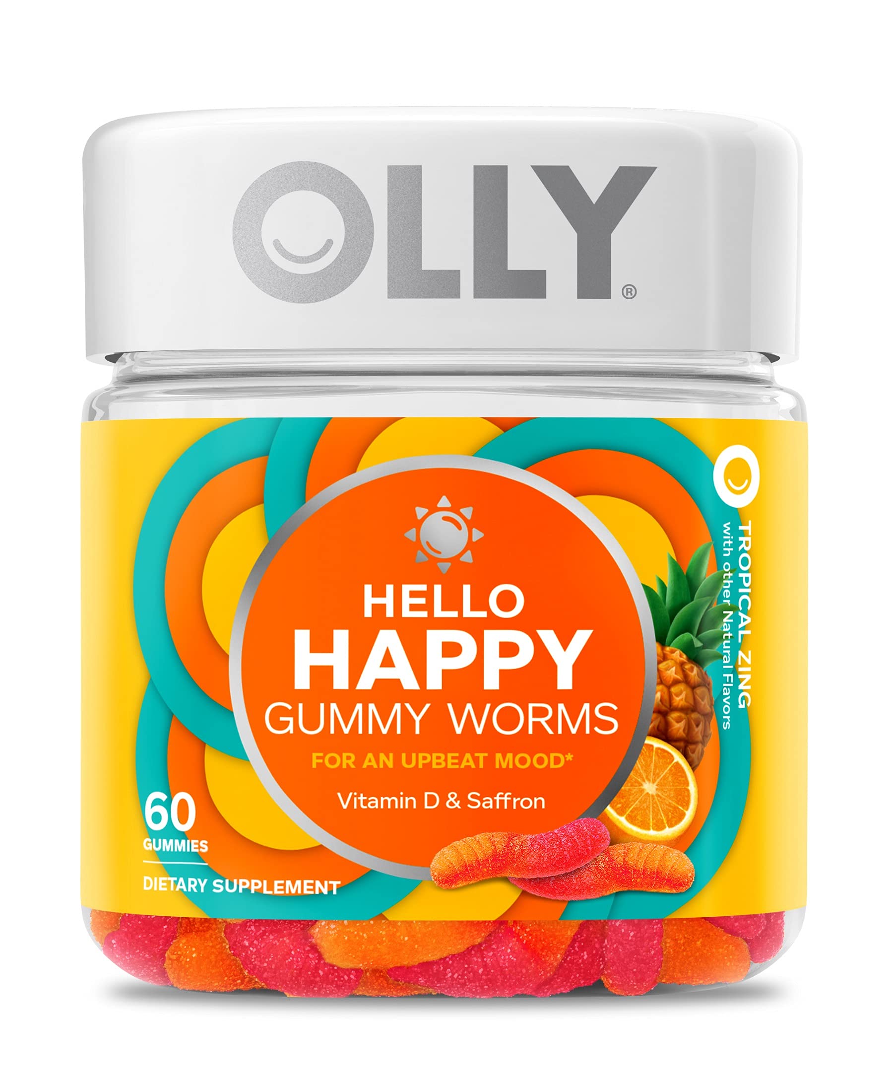 OLLY Daily Energy Gummy, Caffeine Free, Vitamin B12, CoQ10, Goji Berry, Adult Chewable Supplement & Hello Happy Gummy Worms, Mood Balance Support, Vitamin D, Saffron, Adult Chewable Supplement OLLY Au supplements