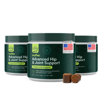 Wuffes Chewable Dog Hip & Joint Supplement - Glucosamine & Chondroitin Chews - Dog Joint Supplements & Vitamins - Extended Joint Care (Small&Medium Breeds (0-65 lbs), 180 Chews (Pack of 3)) Wuffes Au supplements