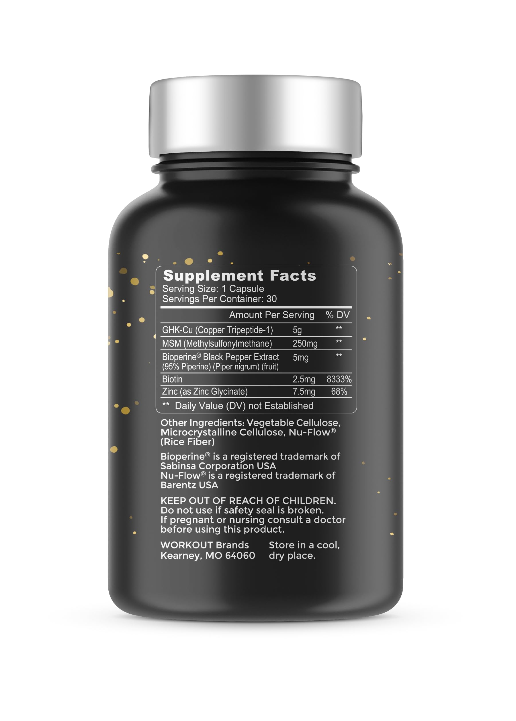 TheaWell GHK-Cu Copper Tripeptide-1, 5mg with MSM, Biotin, Zinc, Bioperine Black Pepper Extract, Dermal Regeneration, Hair Skin and Nails Support, 30 Vegan Capsules, Made in USA TheaWell Au supplements