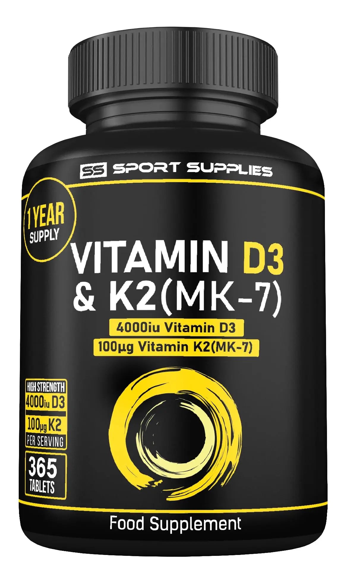 Vitamin D3 K2 High Strength Tablets - 365 Micro Tablets - Vitamin d3 4000 iu and k2 SS Sport Supplies Au supplements