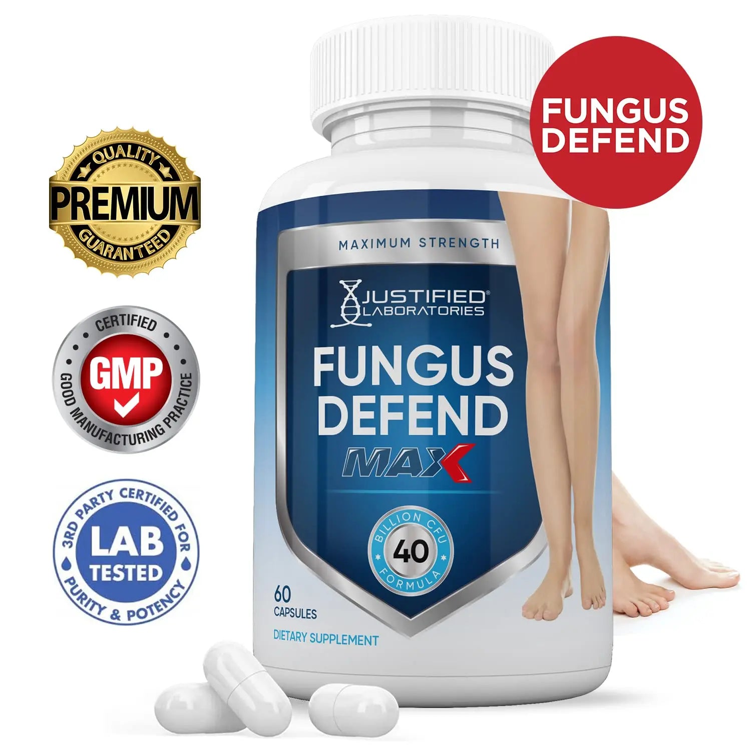 Justified Laboratories (3 Pack) Fungus Defend Max Pills 40 Billion CFU Probiotic 180 Capsules Justified Laboratories Au supplements