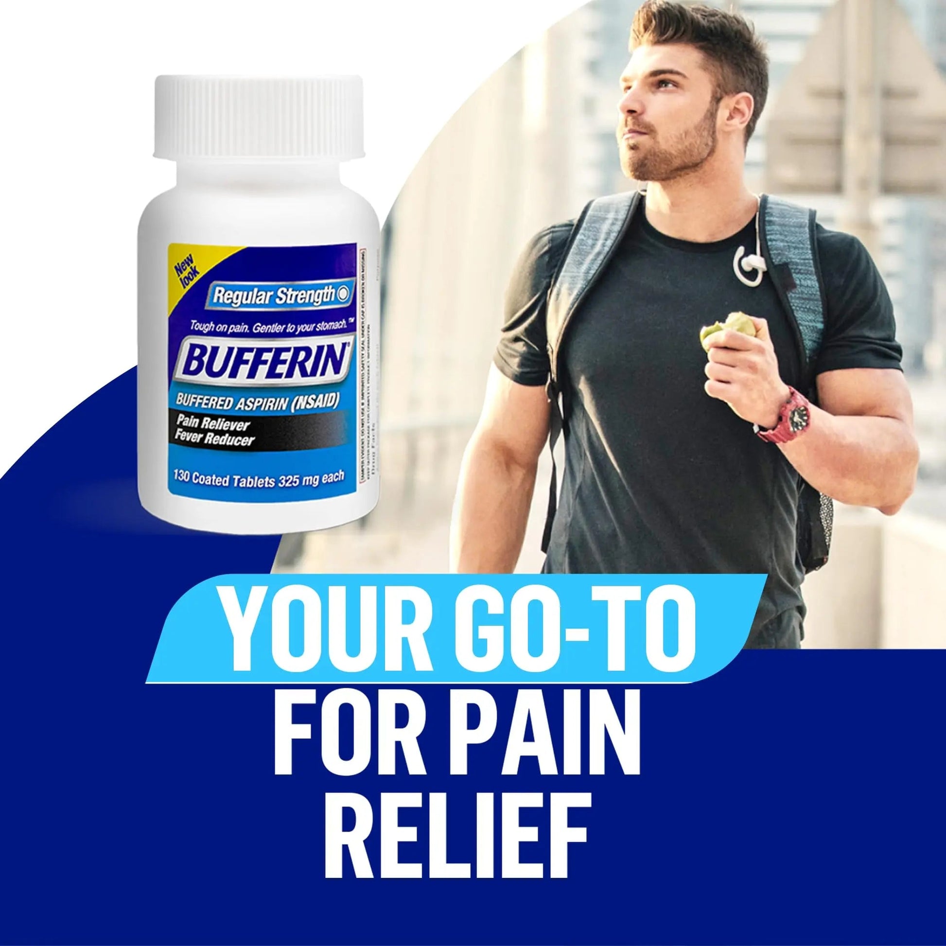 Bufferin Aspirin 325mg, Pain Reliever & Fever Reducer, with 3 Buffering Agents Relieves 7 Types of Pain: Headaches, Back Ache, Arthritis, Muscle Aches & More, for Adults, 130 Coated Tablets, 1-Pack Bufferin Au supplements